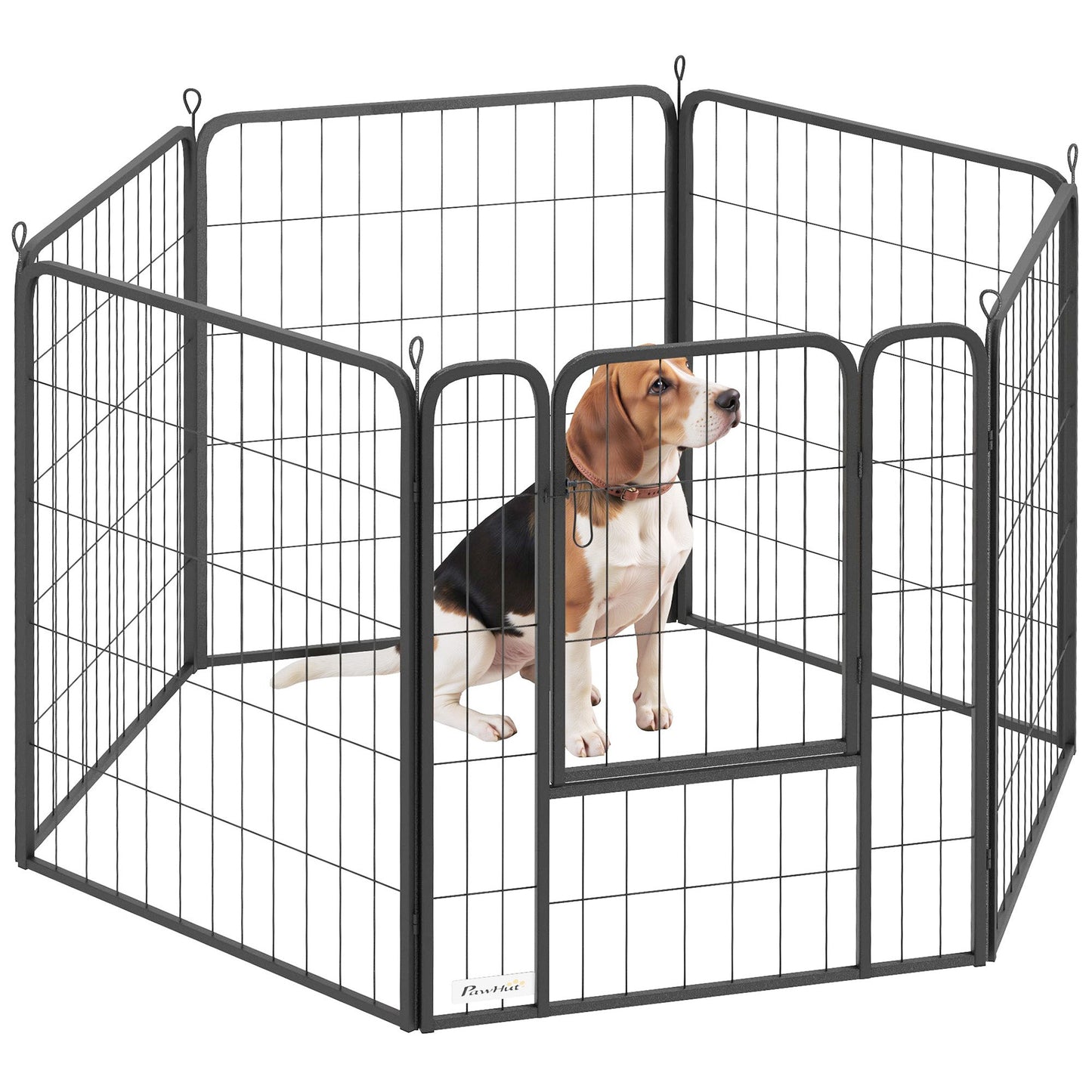 Dog Pen, 6 Panel Puppy Pen, Steel Dog Playpen, for Medium Breeds, 80cm Tall, Black