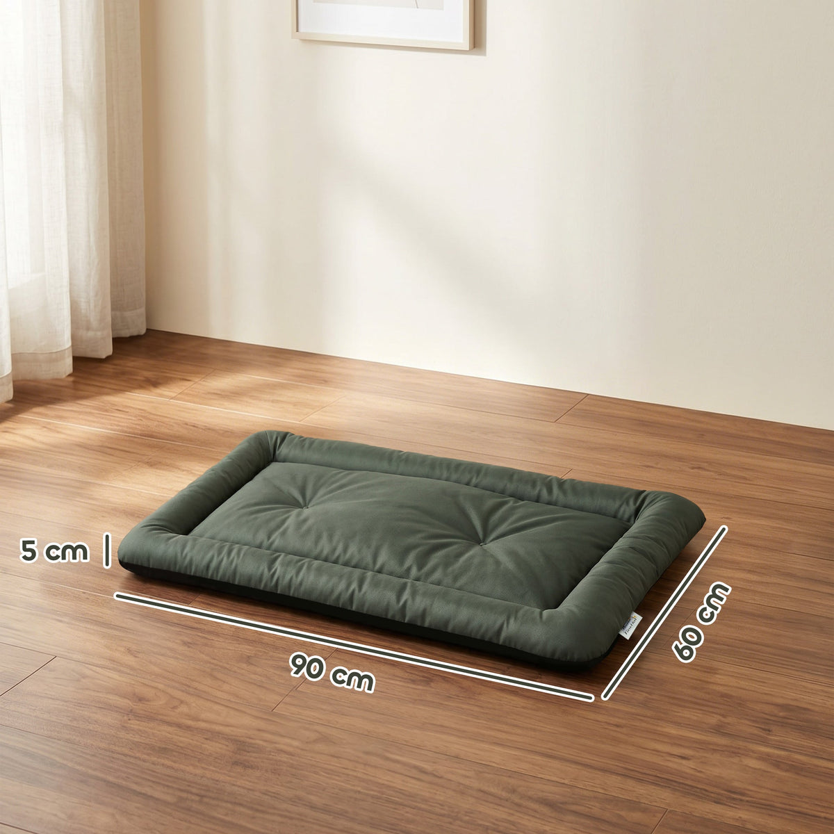 Waterproof Dog Bed, Foldable Pet Bed with Anti-Slip Bottom, Oxford Fabric, Machine Washable, Scratch Resistant Outdoor for Small Dogs and Cats, 90L x 60W x 5H cm, Green