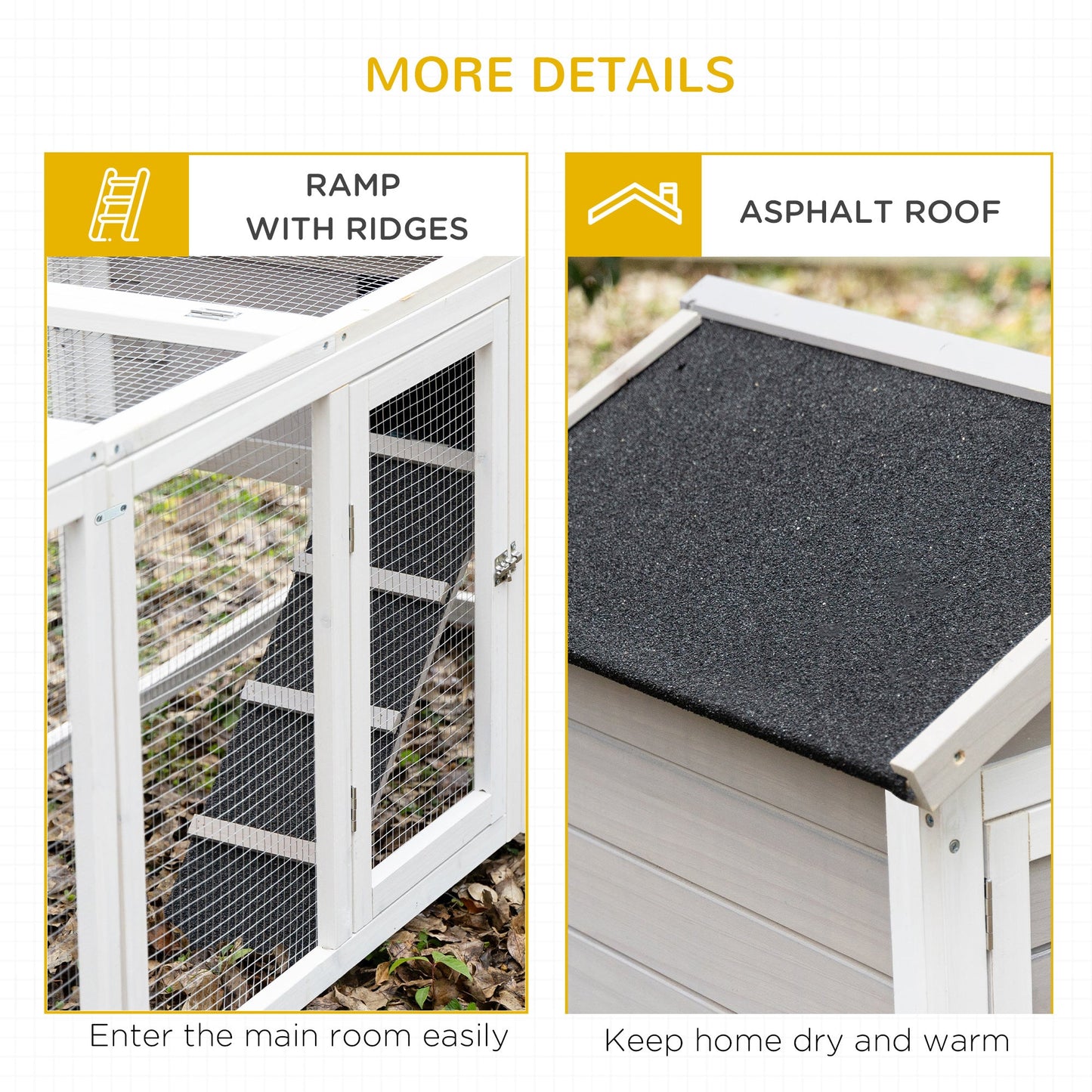 2 in 1 Rabbit Hutch Outdoor Guinea Pig Hutch Bunny Run Double Main House with Run, No-Leak Tray 259 x 64 x 92cm, Grey