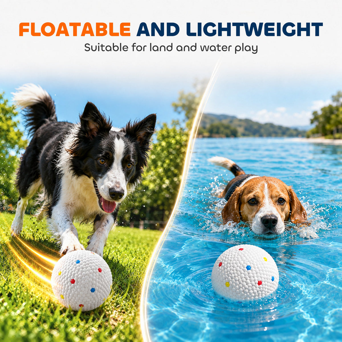 6 Pack Dog Balls Toys Fits Aggressive Chewers, Indestructible Teething and Water ETPU Balls for Throw and Fetch, High Bounce Interactive Toys for Small and Medium Dogs, 5.8cm/2.3Inch
