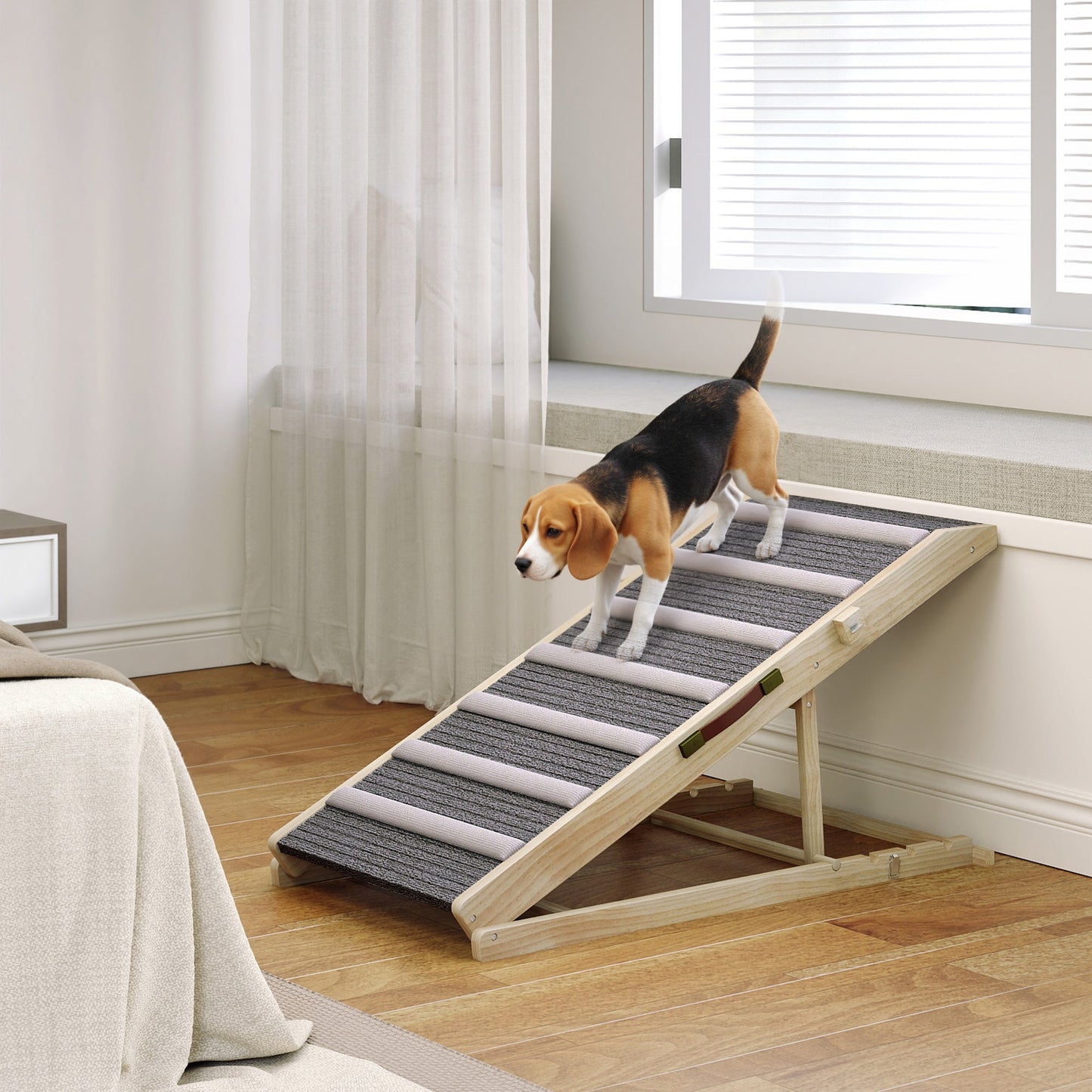 Dog Ramp for Car, Adjustable Folding Pet Ramp for Small Medium Large Dogs, 4 Adjustable Height Dog Climbing Ladder for High Bed and Sofa, 35/43/47/50 cm Height