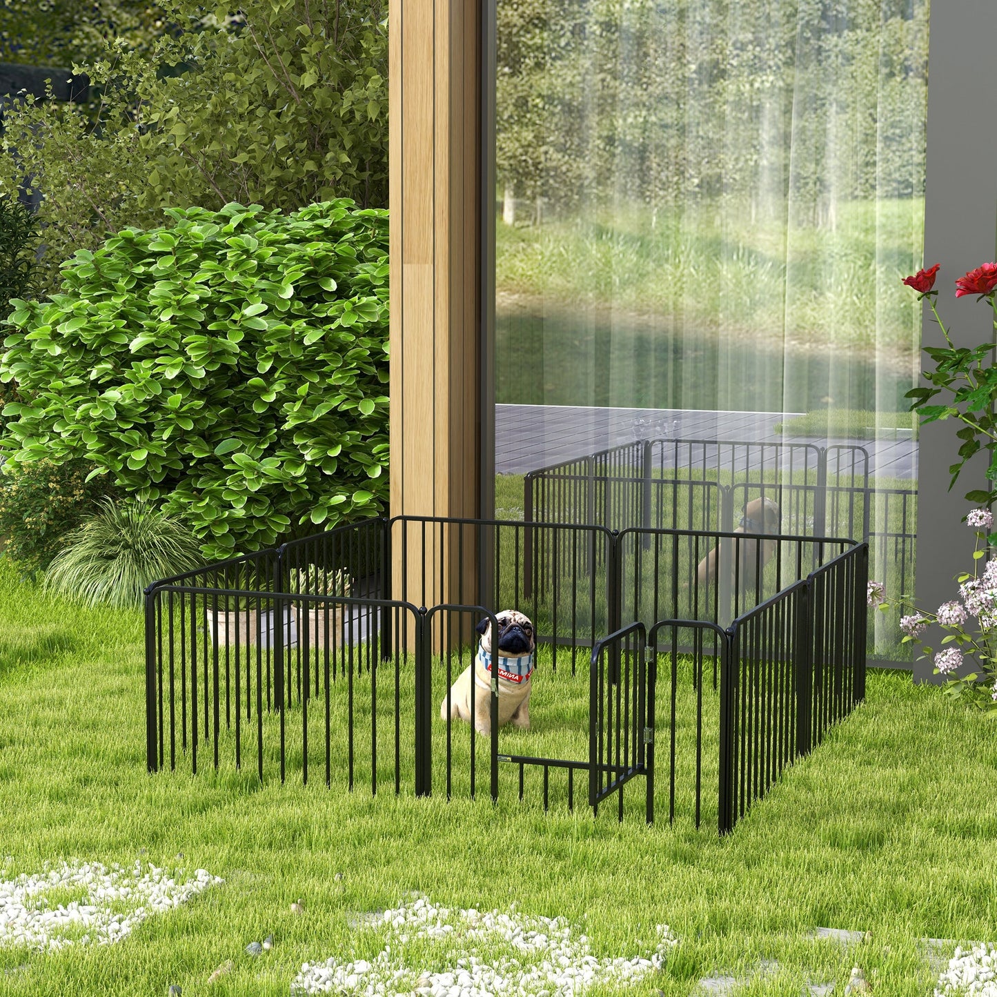 Heavy Duty Dog Playpen, 8 Panels Dog Pen, 60cm Height Pet Playpen Exercise Pen, with Door, for Small Dogs