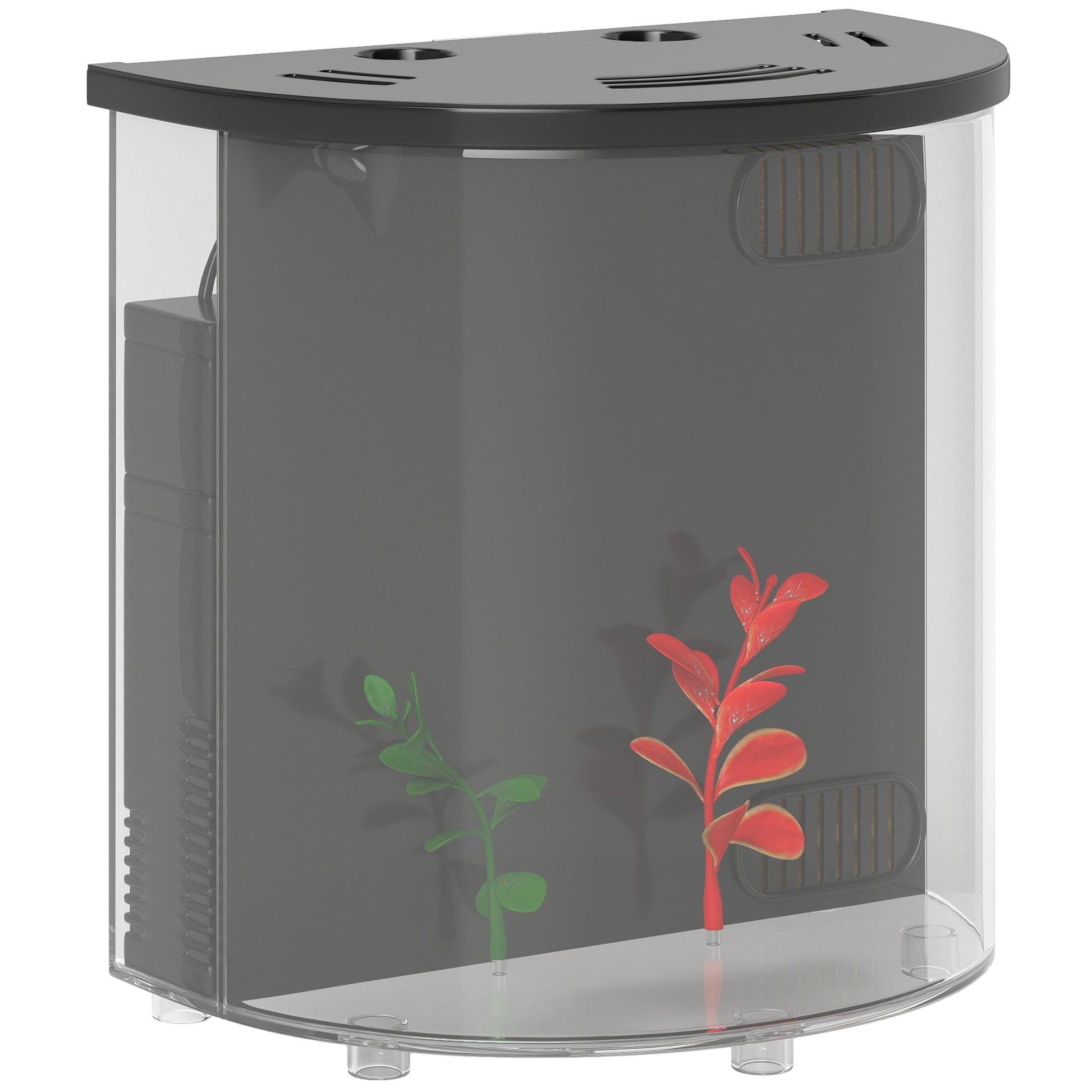 Fish Tank, 3L Nano Aquarium Starter Kit with Filter System, LED Light, Small Fish Tank for Betta, Goldfish, Shrimp, Black