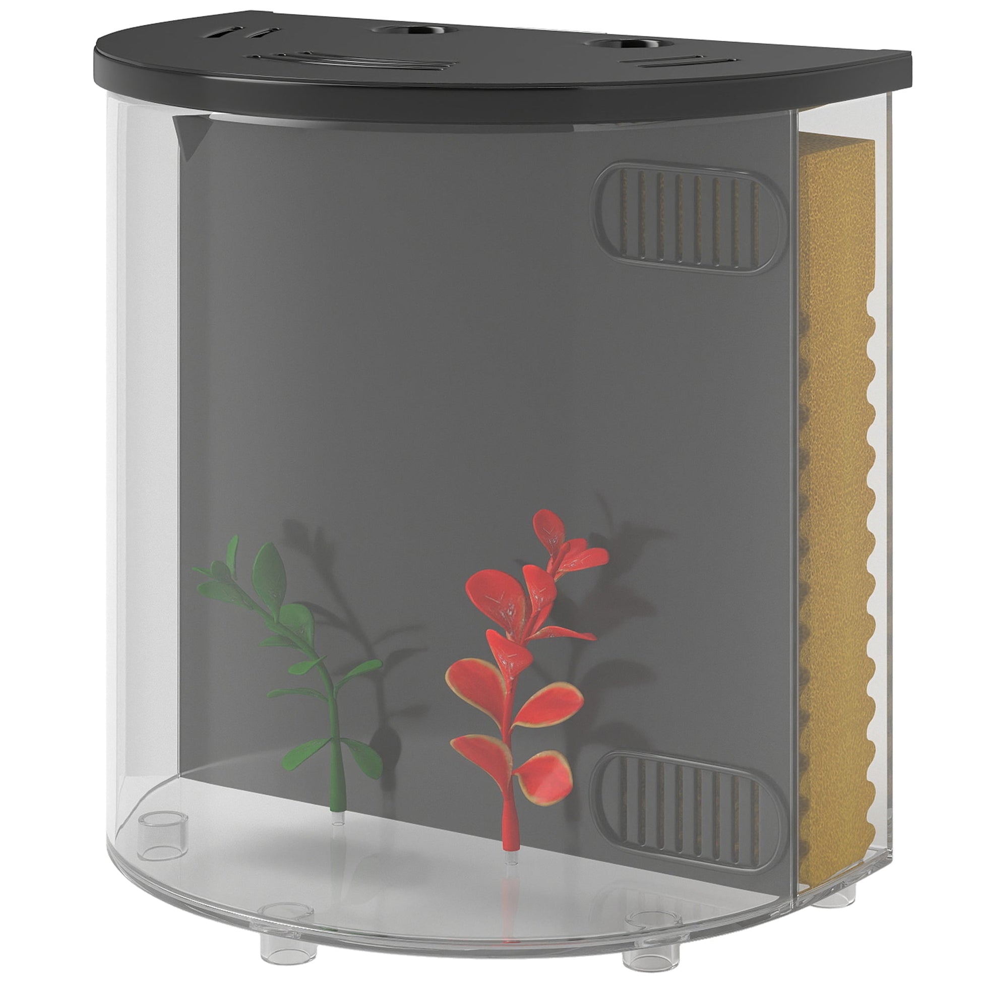 Fish Tank, 3L Nano Aquarium Starter Kit with Filter System, LED Light, Small Fish Tank for Betta, Goldfish, Shrimp, Black