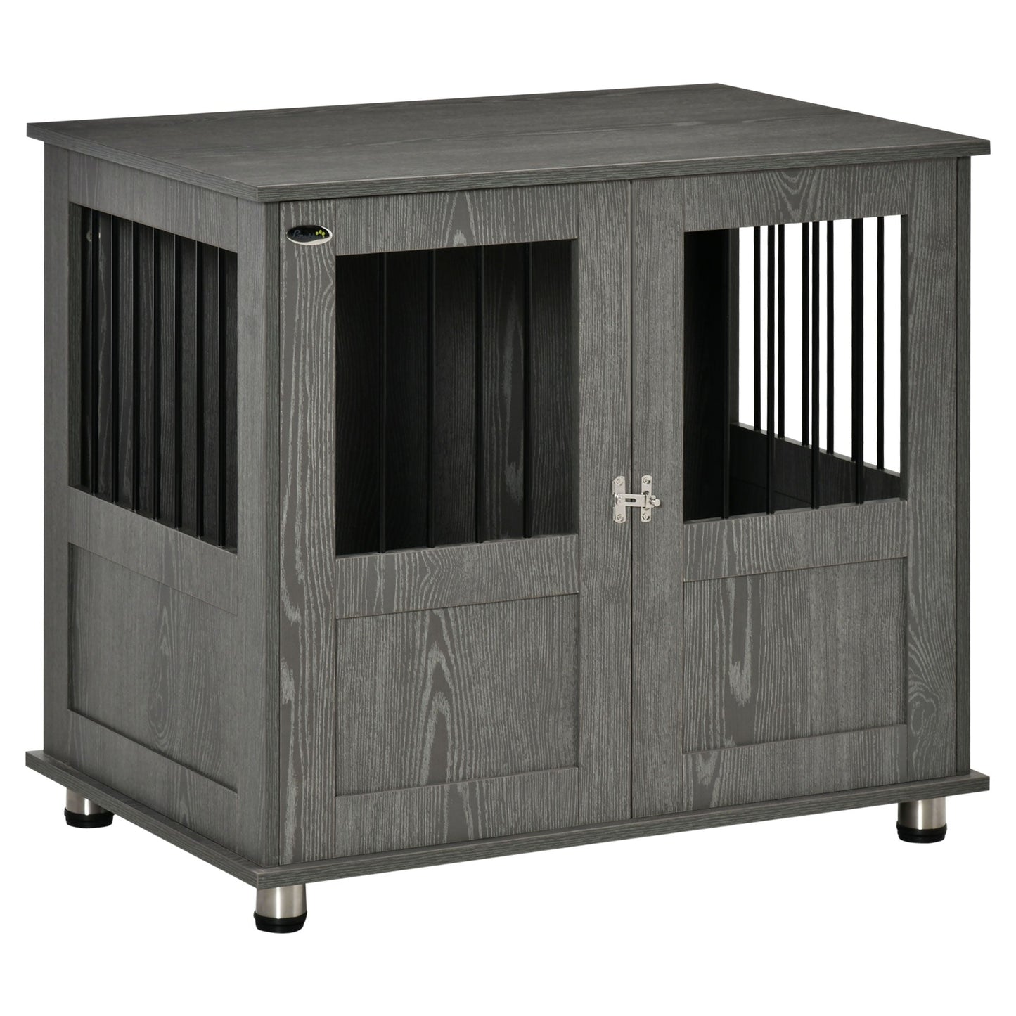 Dog Crate Furniture End Table, Pet Kennel for Small and Medium Dogs with Magnetic Door Indoor Animal Cage, Grey, 85 x 55 x 75 cm