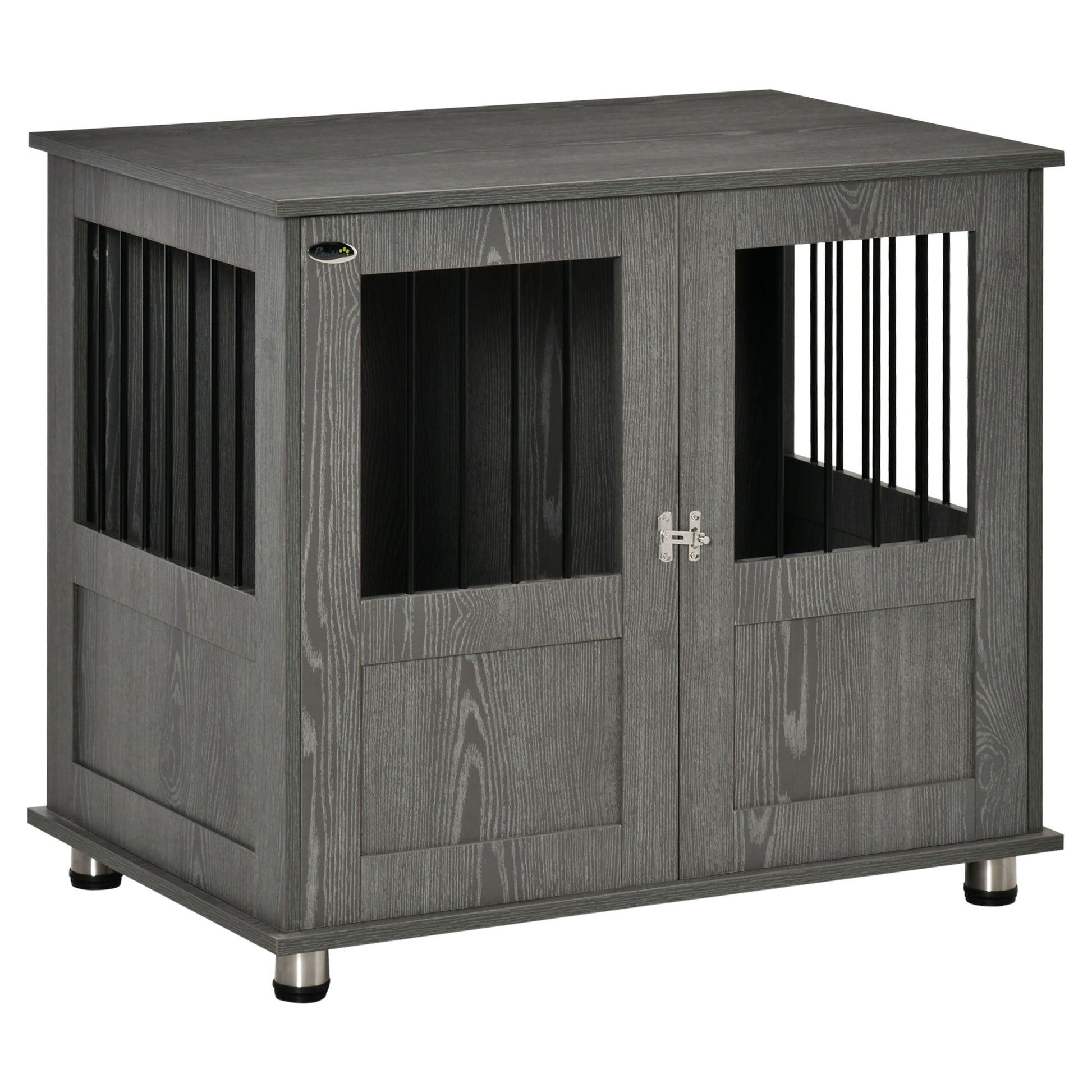 Dog Crate Furniture End Table, Pet Kennel for Small and Medium Dogs with Magnetic Door Indoor Animal Cage, Grey, 85 x 55 x 75 cm
