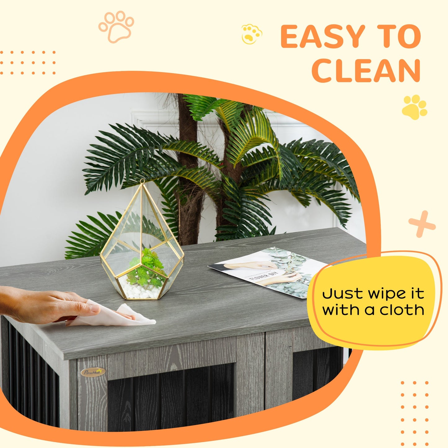 Dog Crate Furniture End Table, Pet Kennel for Small and Medium Dogs with Magnetic Door Indoor Animal Cage, Grey, 85 x 55 x 75 cm