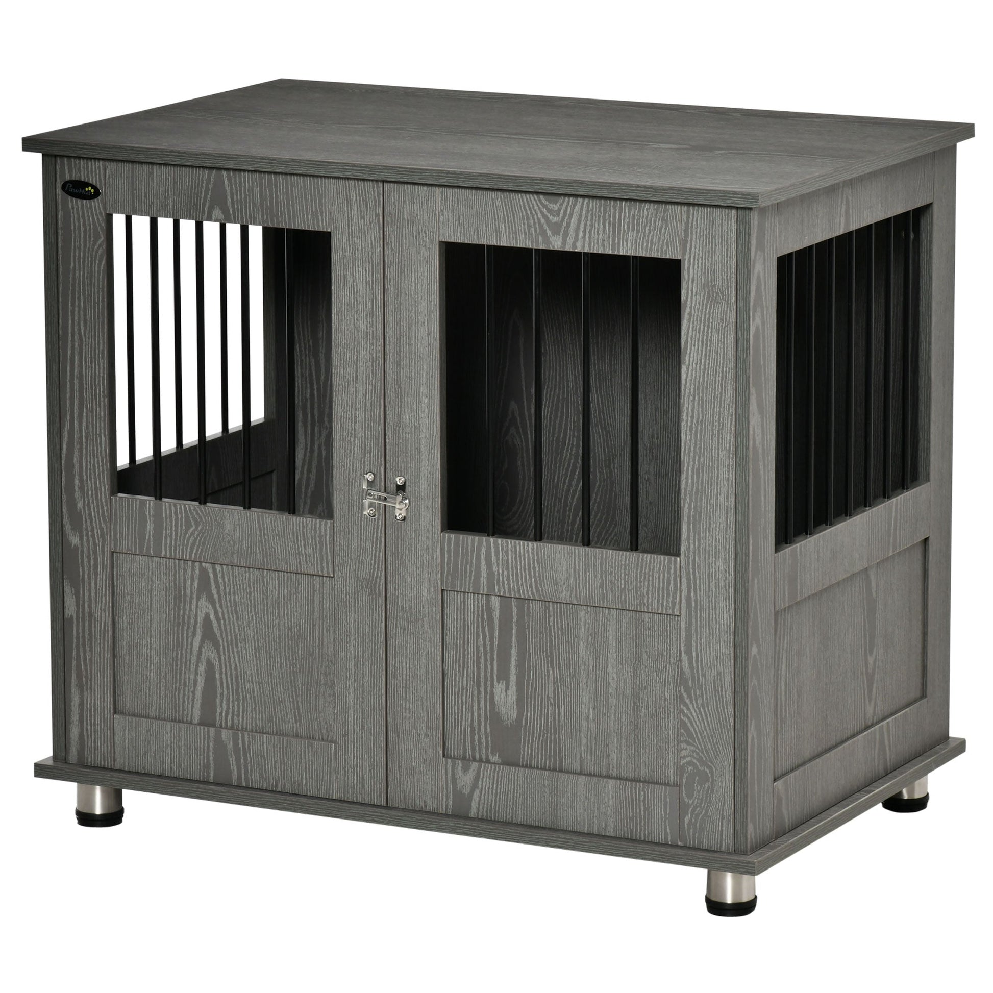 Dog Crate Furniture End Table, Pet Kennel for Small and Medium Dogs with Magnetic Door Indoor Animal Cage, Grey, 85 x 55 x 75 cm
