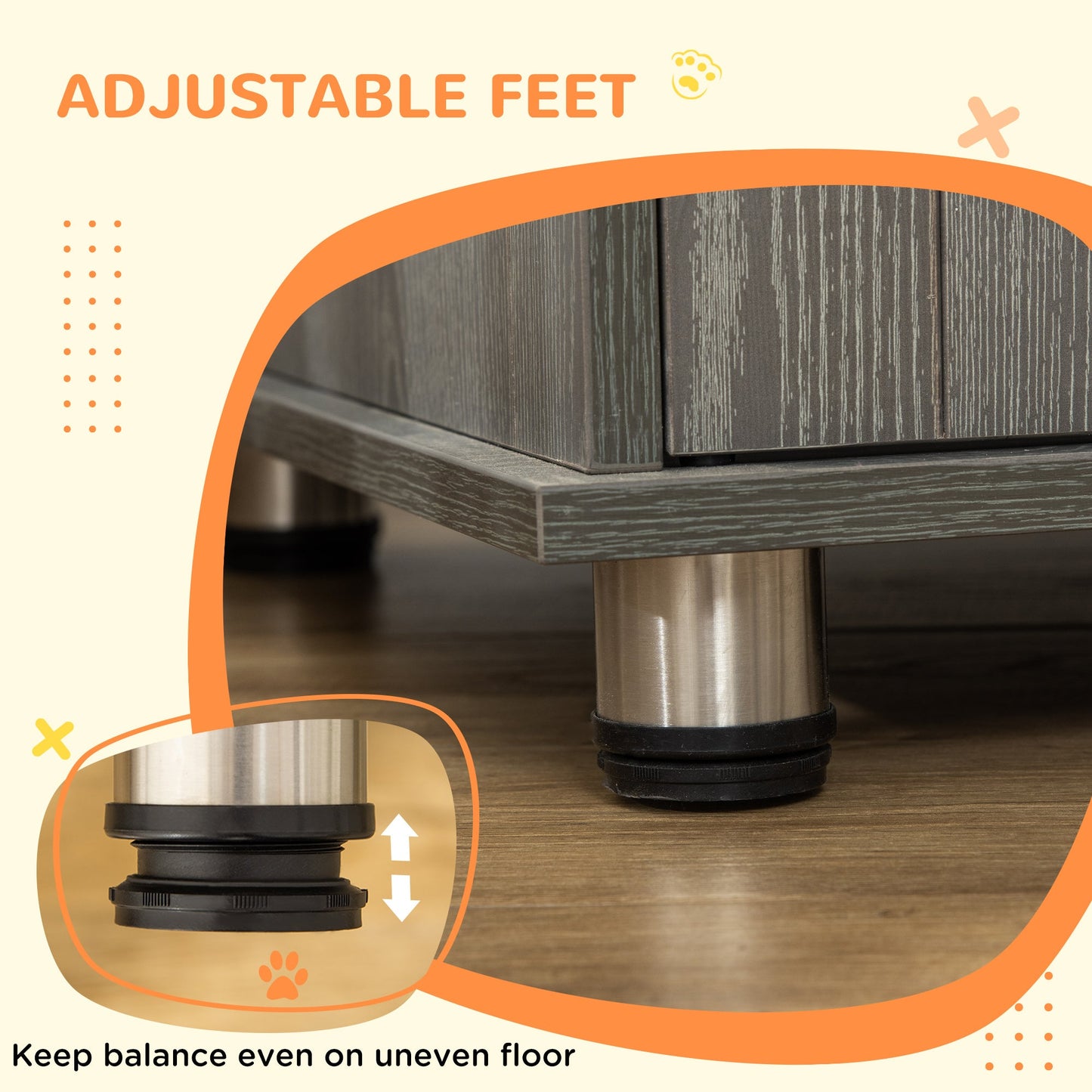 Dog Crate Furniture End Table, Pet Kennel for Small and Medium Dogs with Magnetic Door Indoor Animal Cage, Grey, 85 x 55 x 75 cm