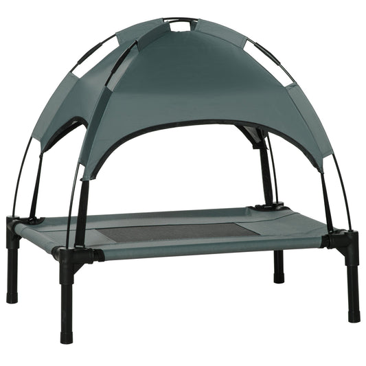 Raised Dog Bed Waterproof Elevated Pet Cot with Breathable Mesh UV Protection Canopy Grey, for Small Dogs, 61 x 46 x 62cm