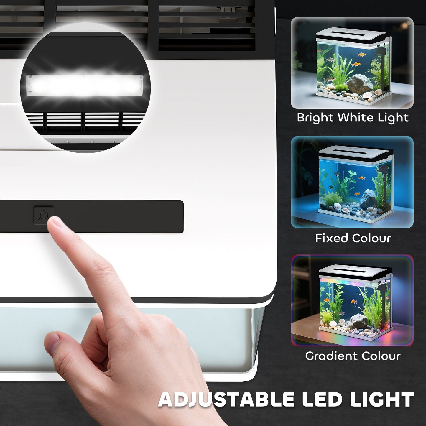 Aquarium, 28L Glass Fish Tank with Filter, LED Lighting, Water Pump, for Bettas, Guppies, Mini Parrot Fishes, Shrimp, Goldfish, 38 x 26 x 39.5cm