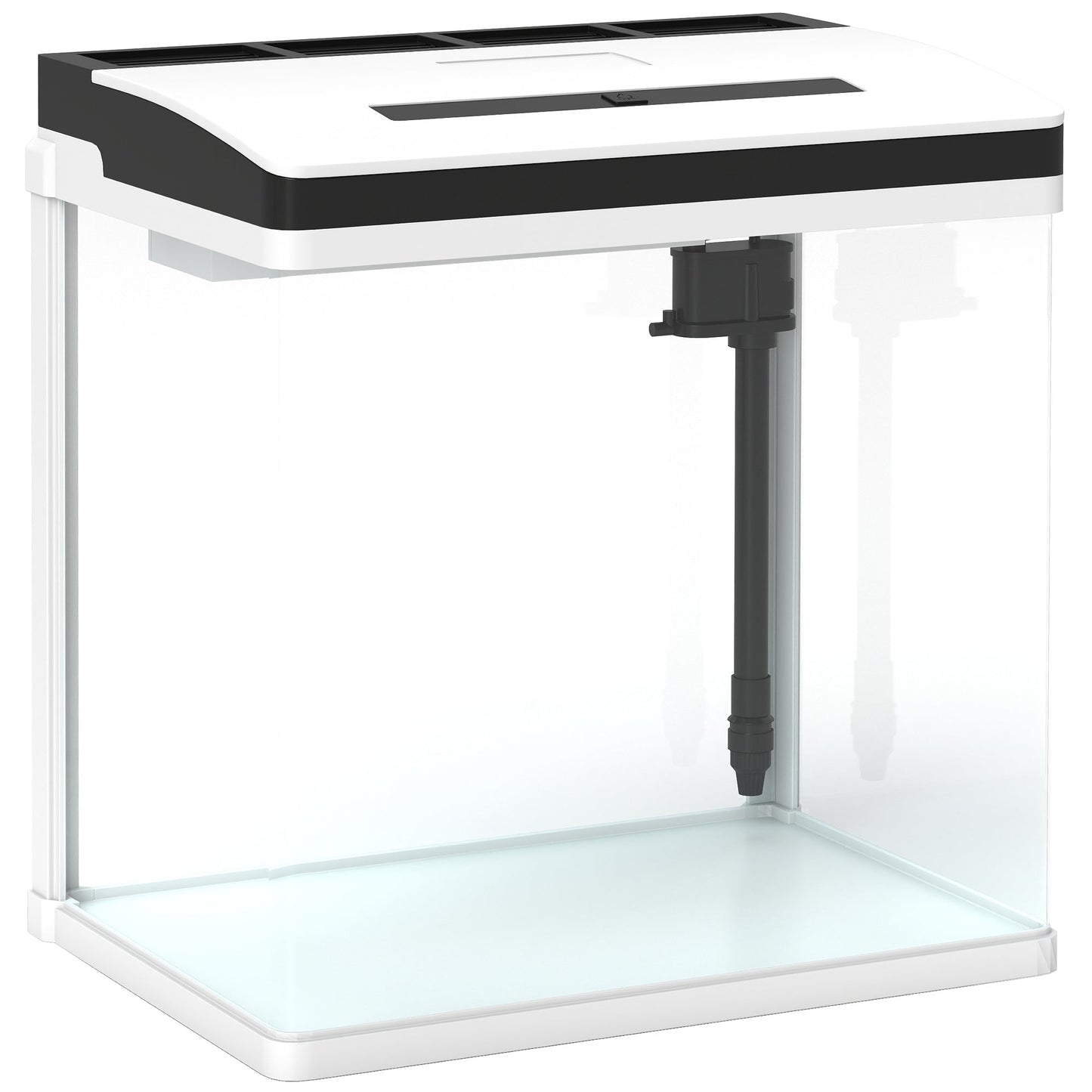 Aquarium, 28L Glass Fish Tank with Filter, LED Lighting, Water Pump, for Bettas, Guppies, Mini Parrot Fishes, Shrimp, Goldfish, 38 x 26 x 39.5cm