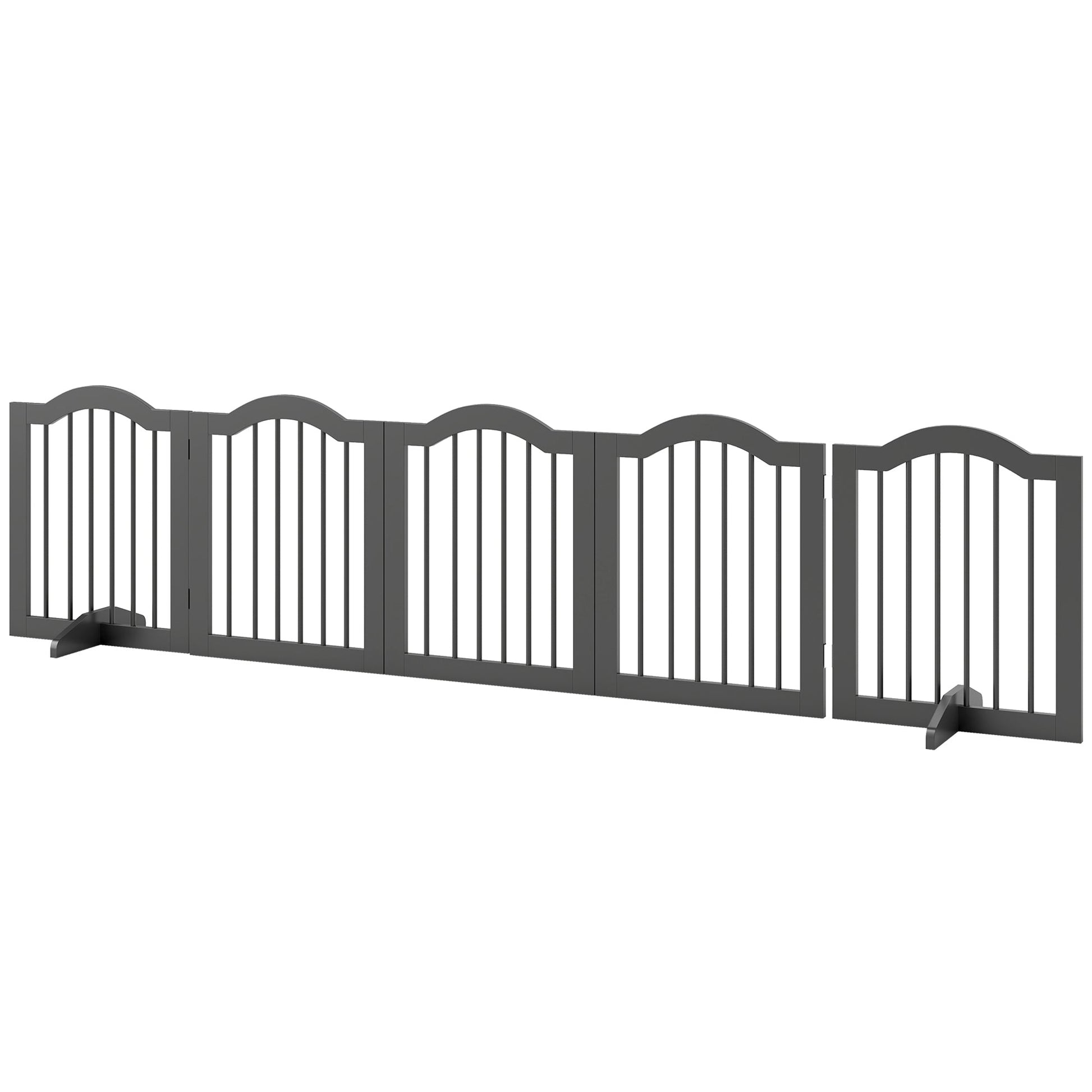 Wooden Foldable Dog Gate Panel Pet Fence Freestanding Safety Barrier for the House, Doorway, Stairs (Black)