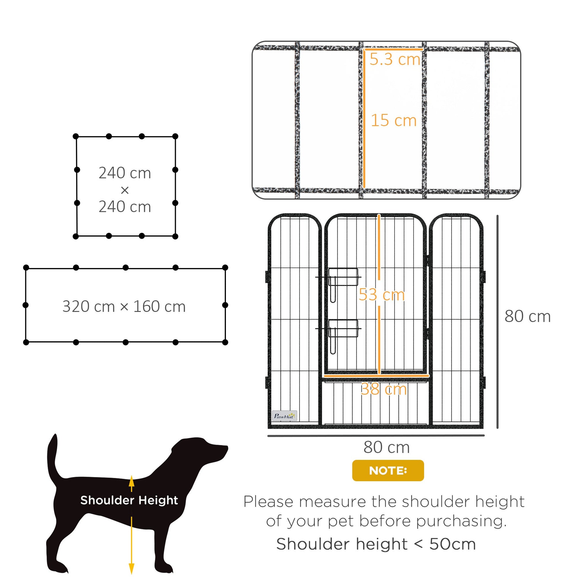 Dog Pen 12 Panels Puppy Pen Heavy Duty Pet Playpen for Indoor Outdoor for Dogs, Rabbits, Ducks 80cm High