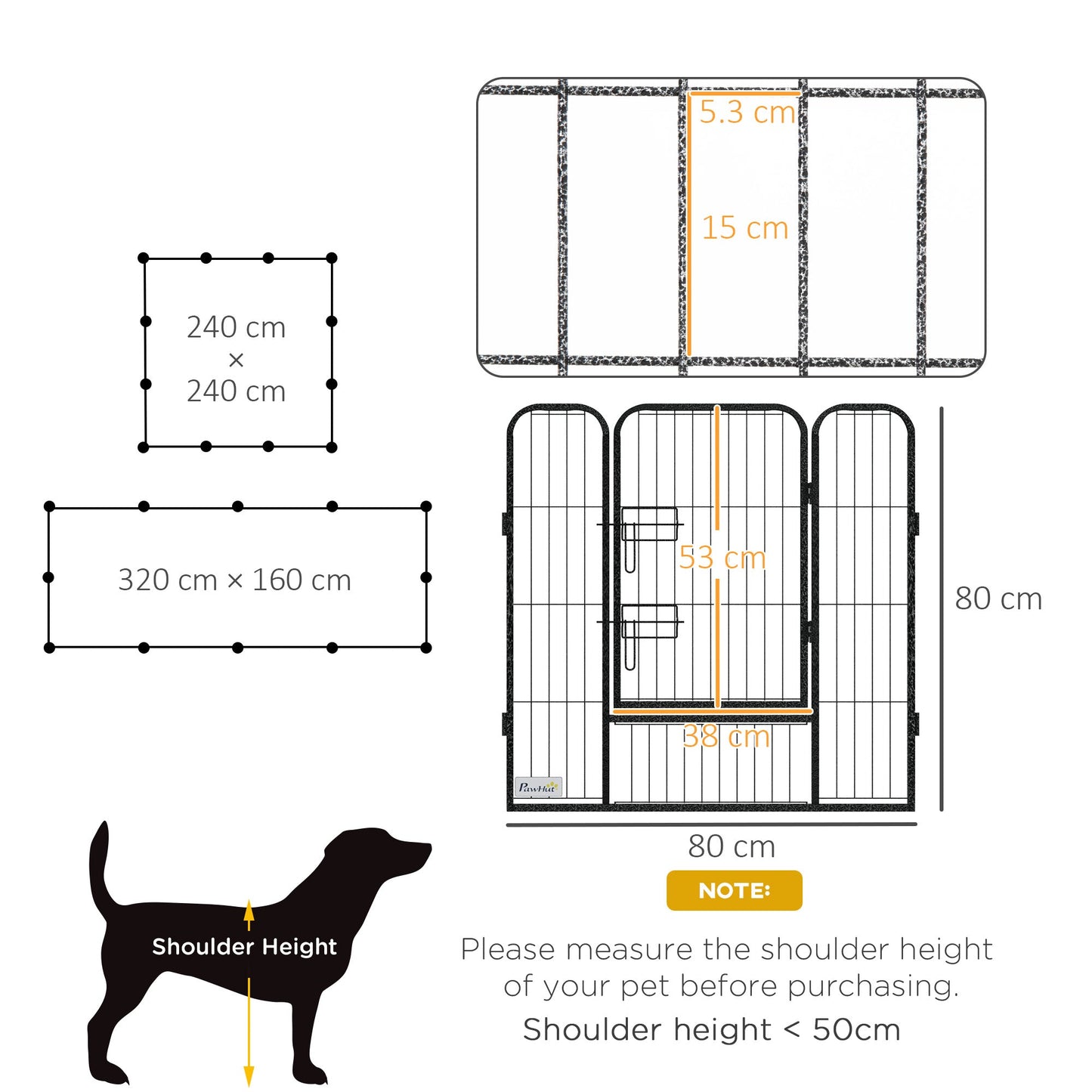 Dog Pen 12 Panels Puppy Pen Heavy Duty Pet Playpen for Indoor Outdoor for Dogs, Rabbits, Ducks 80cm High