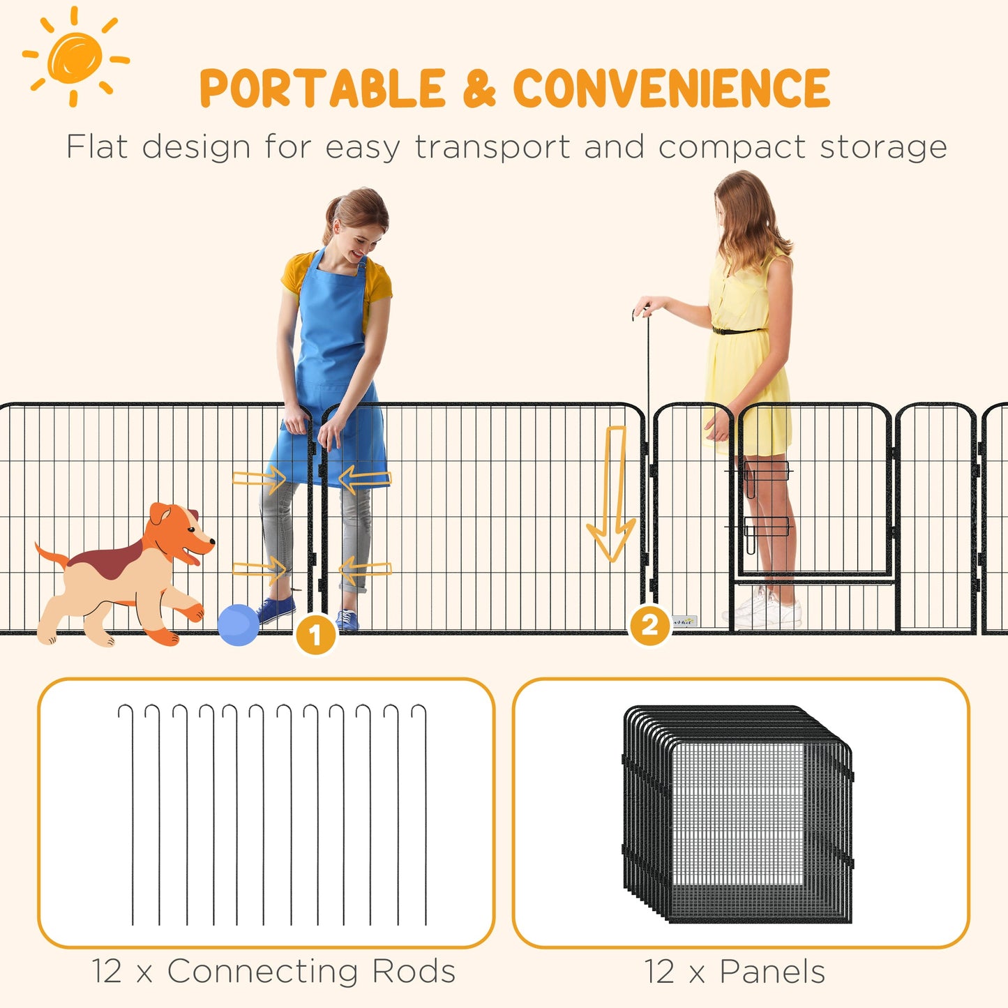 Dog Pen 12 Panels Puppy Pen Heavy Duty Pet Playpen for Indoor Outdoor for Dogs, Rabbits, Ducks 80cm High