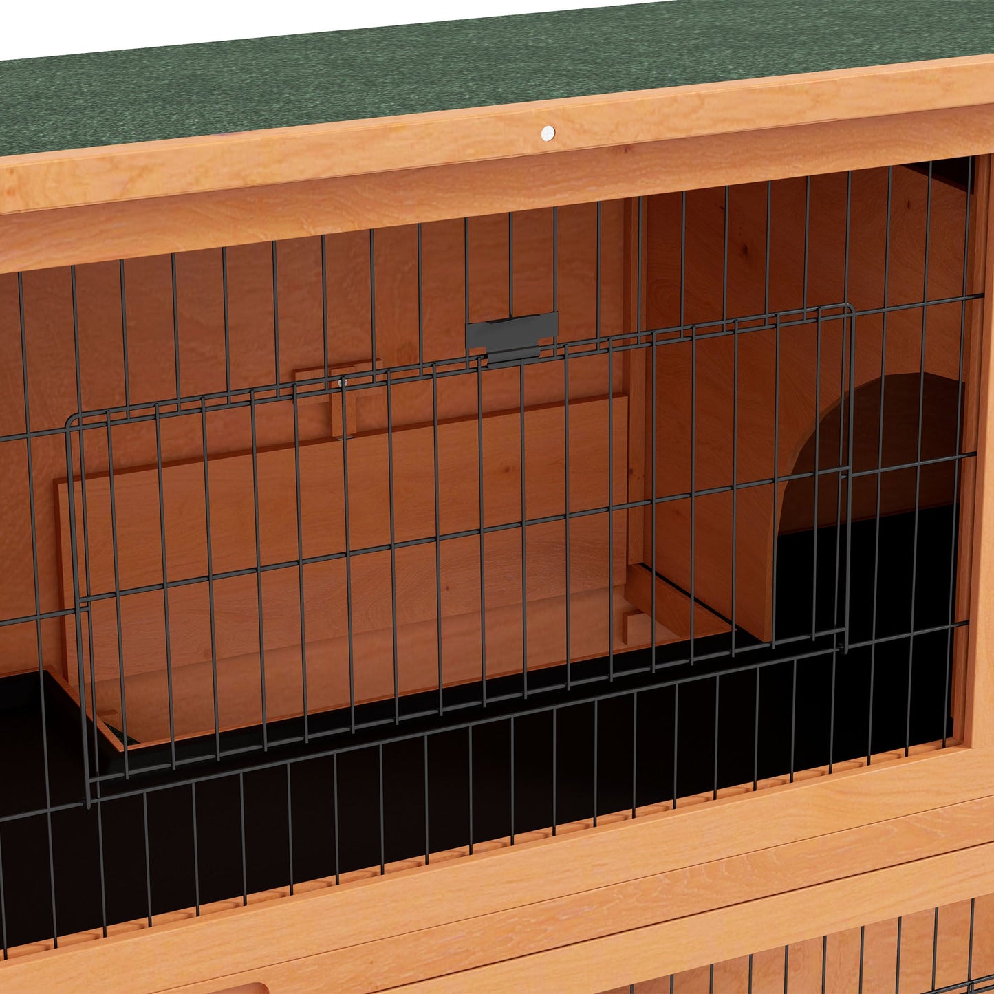 Rabbit Hutch Guinea Pig Hutch Wooden with No-Leak Tray, Asphalt Roof, Antiseptic Wood Outdoor for 1-2 Rabbits 120 x 50 x 92cm - Orange