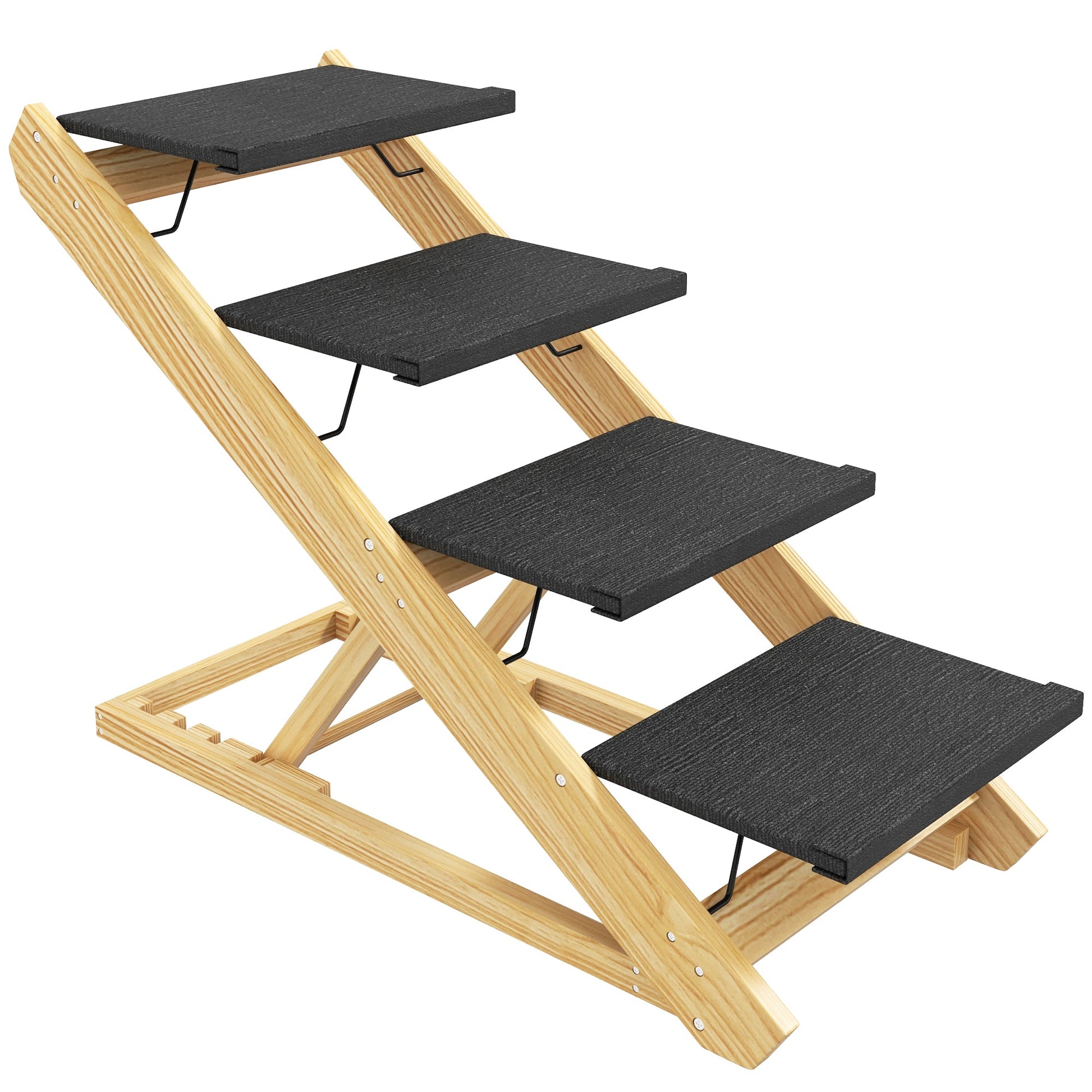 Dog Steps Dog Ramp, 4-Step Adjustable Height Pet Stairs for Large Sized Dogs, Foldable Dog Stairs for Bed Sofa, with Non-slip Surface