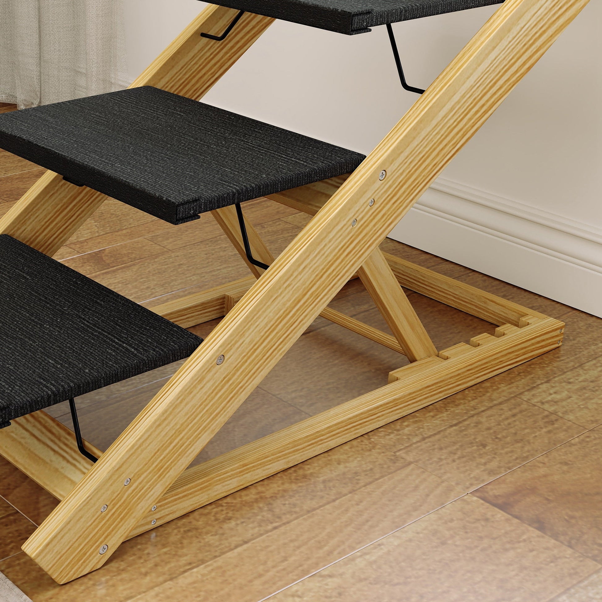 Dog Steps Dog Ramp, 4-Step Adjustable Height Pet Stairs for Large Sized Dogs, Foldable Dog Stairs for Bed Sofa, with Non-slip Surface