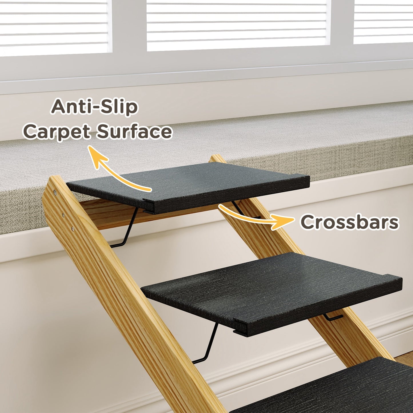 Dog Steps Dog Ramp, 4-Step Adjustable Height Pet Stairs for Large Sized Dogs, Foldable Dog Stairs for Bed Sofa, with Non-slip Surface