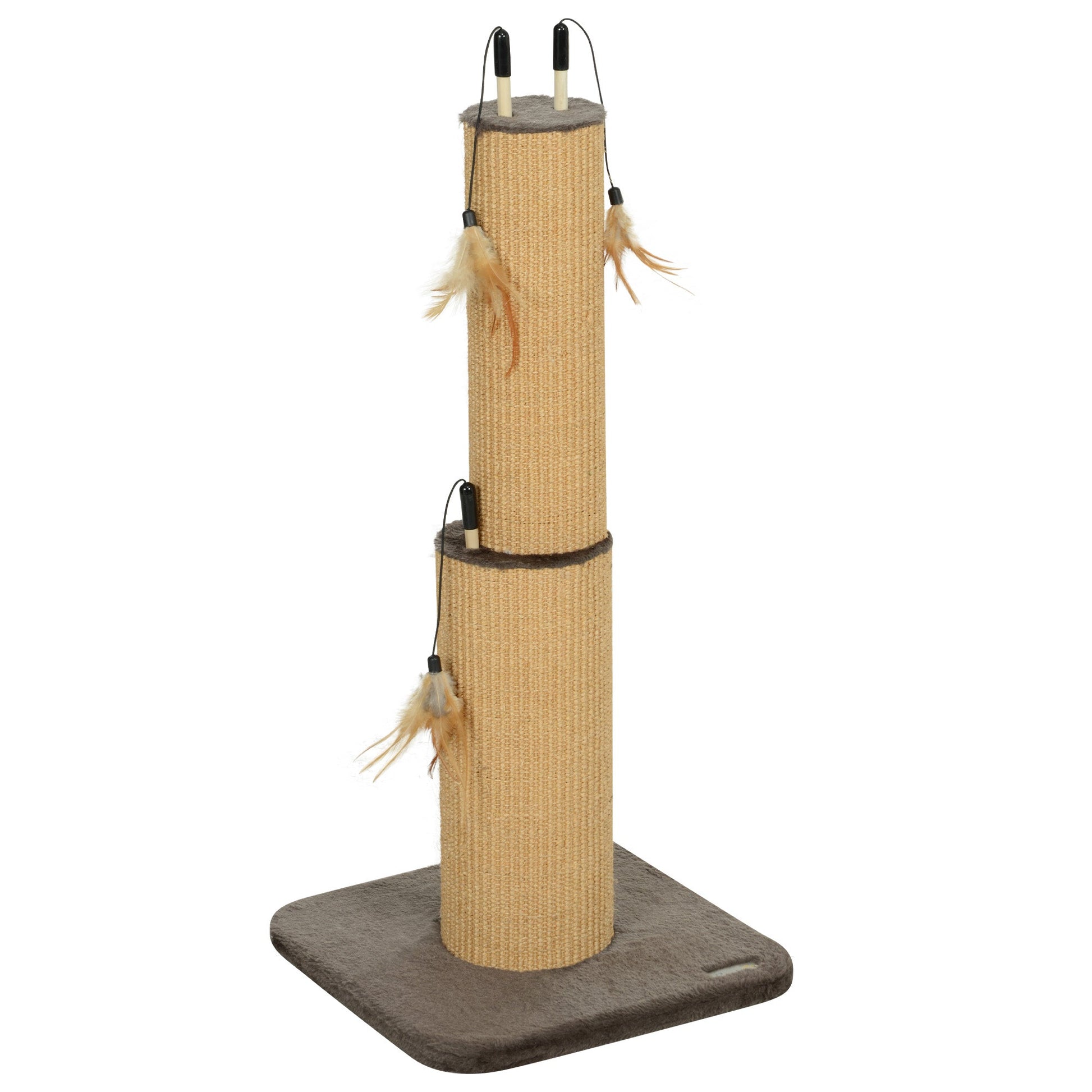 2 in 1 Cat Scratching Post, 78cm Tall Cat Scratch Post with 3 Toy Feathers, Cat Scratcher Post for Indoor Cats and Kittens, Brown