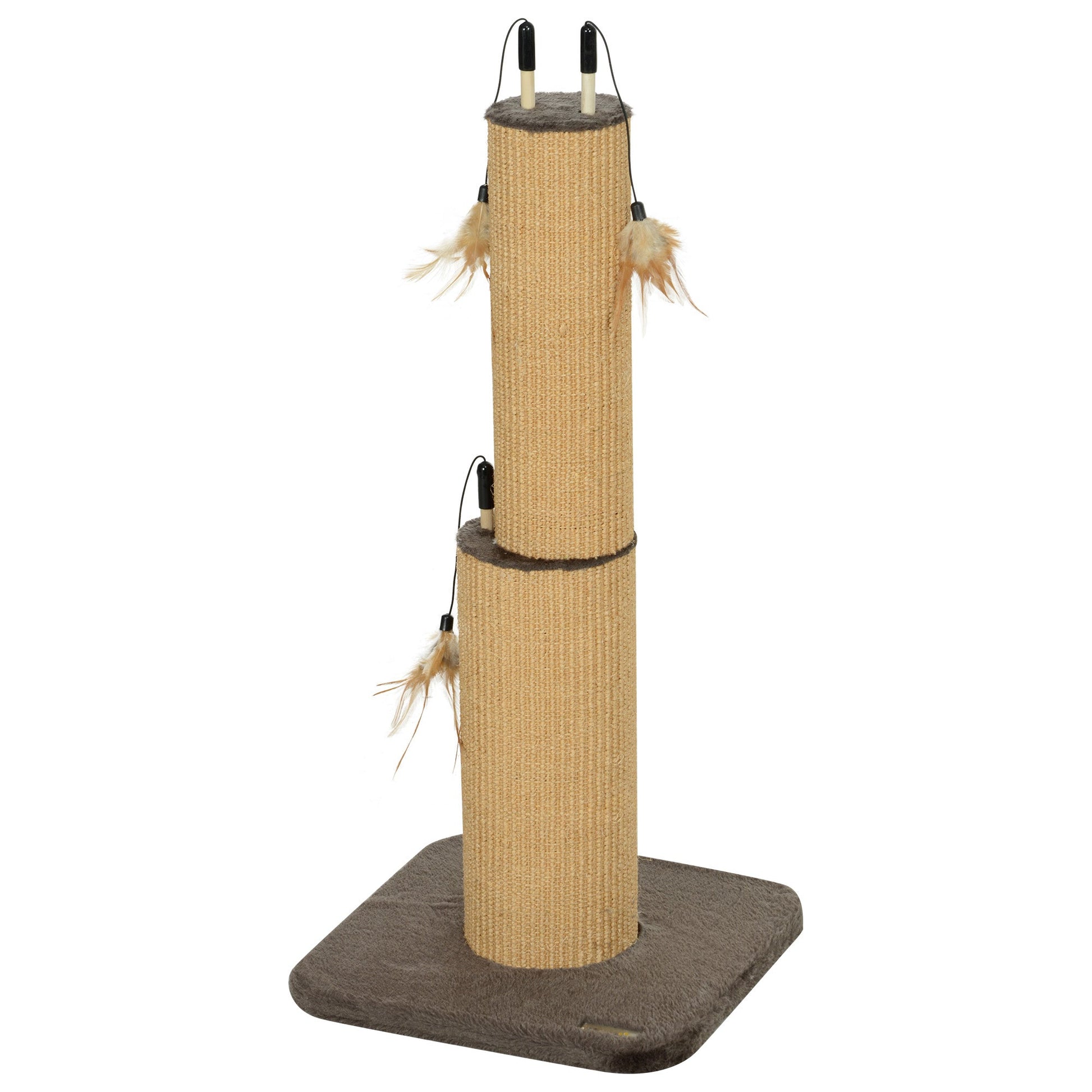 2 in 1 Cat Scratching Post, 78cm Tall Cat Scratch Post with 3 Toy Feathers, Cat Scratcher Post for Indoor Cats and Kittens, Brown