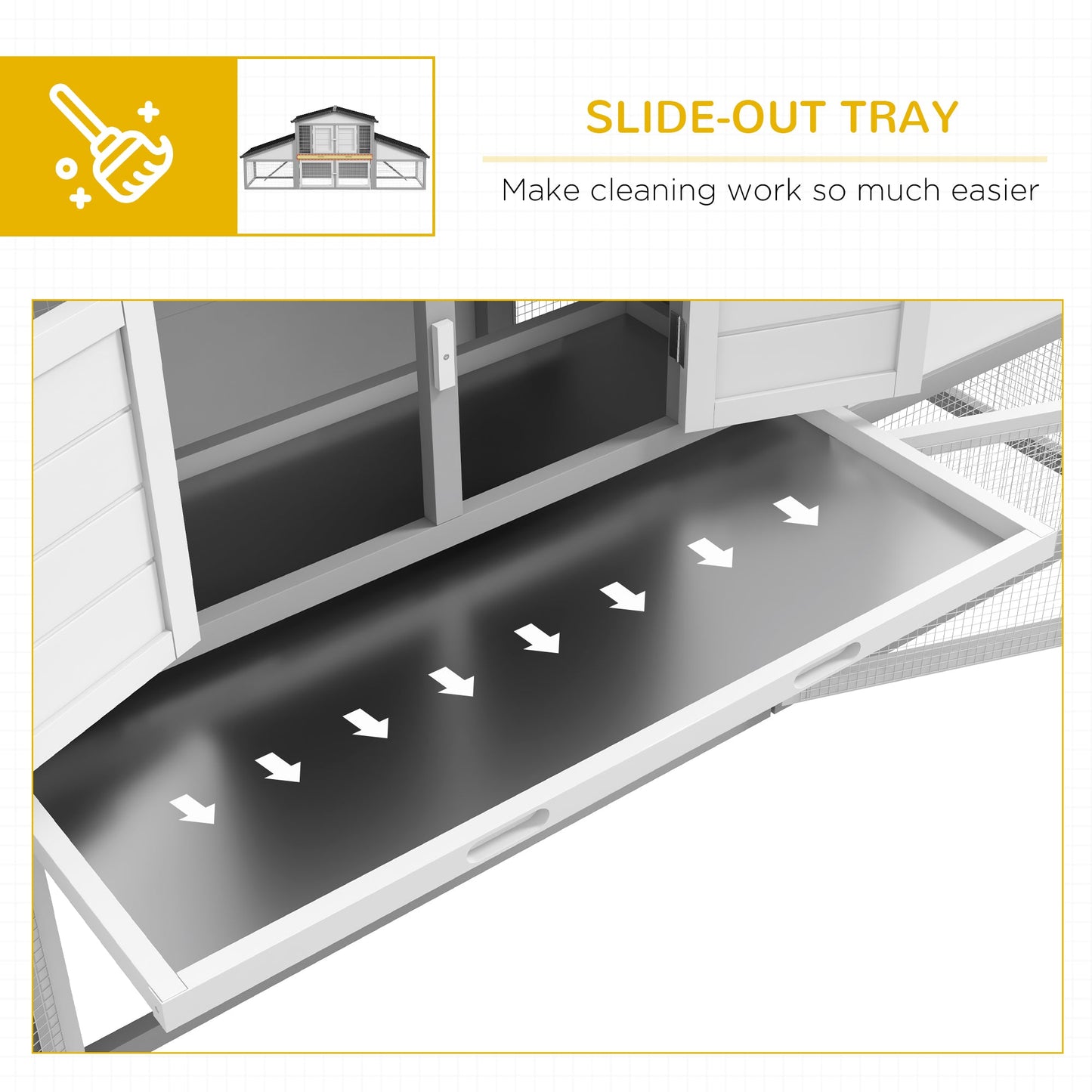 Large Rabbit Hutch with Run, Outdoor Bunny Cage with Tray, Ramp, Wooden Guinea Pig House, Light Grey