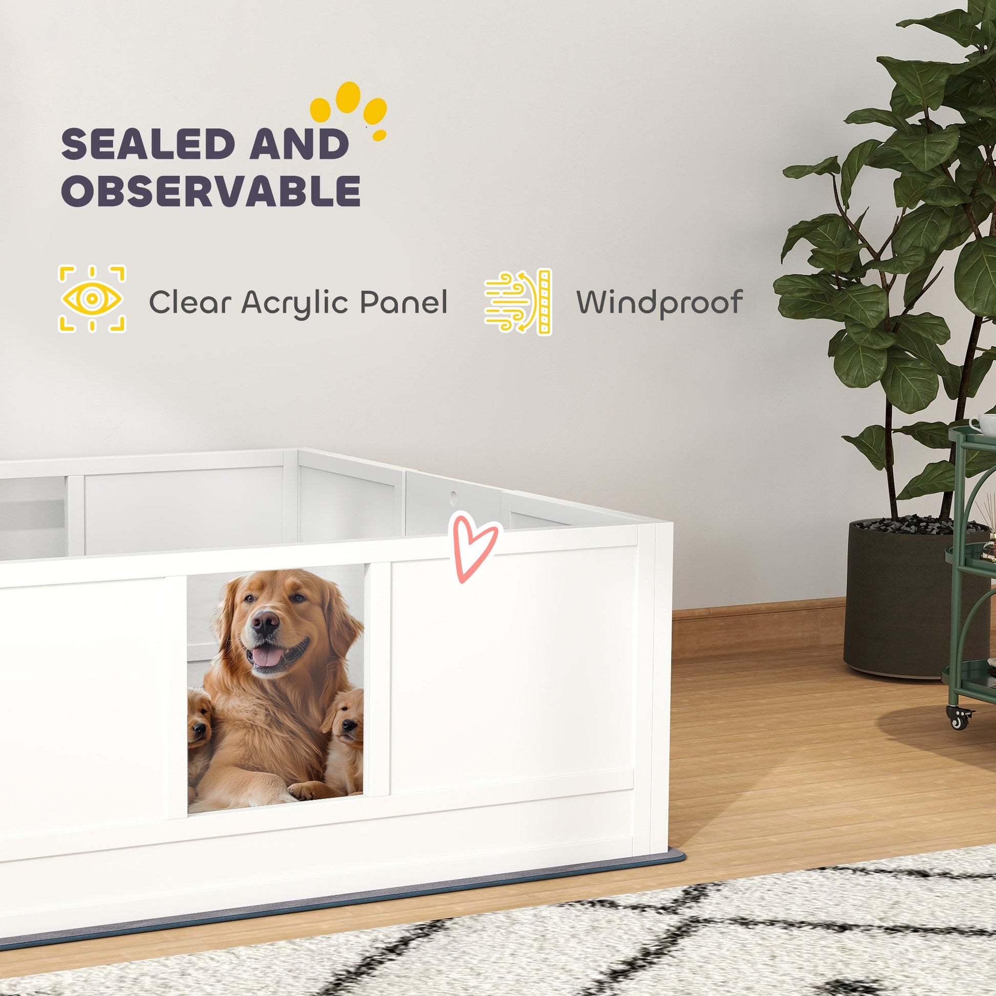 Whelping Box for Dogs, Dog Whelping Box Dog Playpen Fence Exercise Play Pen with Waterproof Washable Whelping Pad, Adjustable Entrance, Non-Slip Pads, for Large Dogs and Puppies, 124 x 120cm