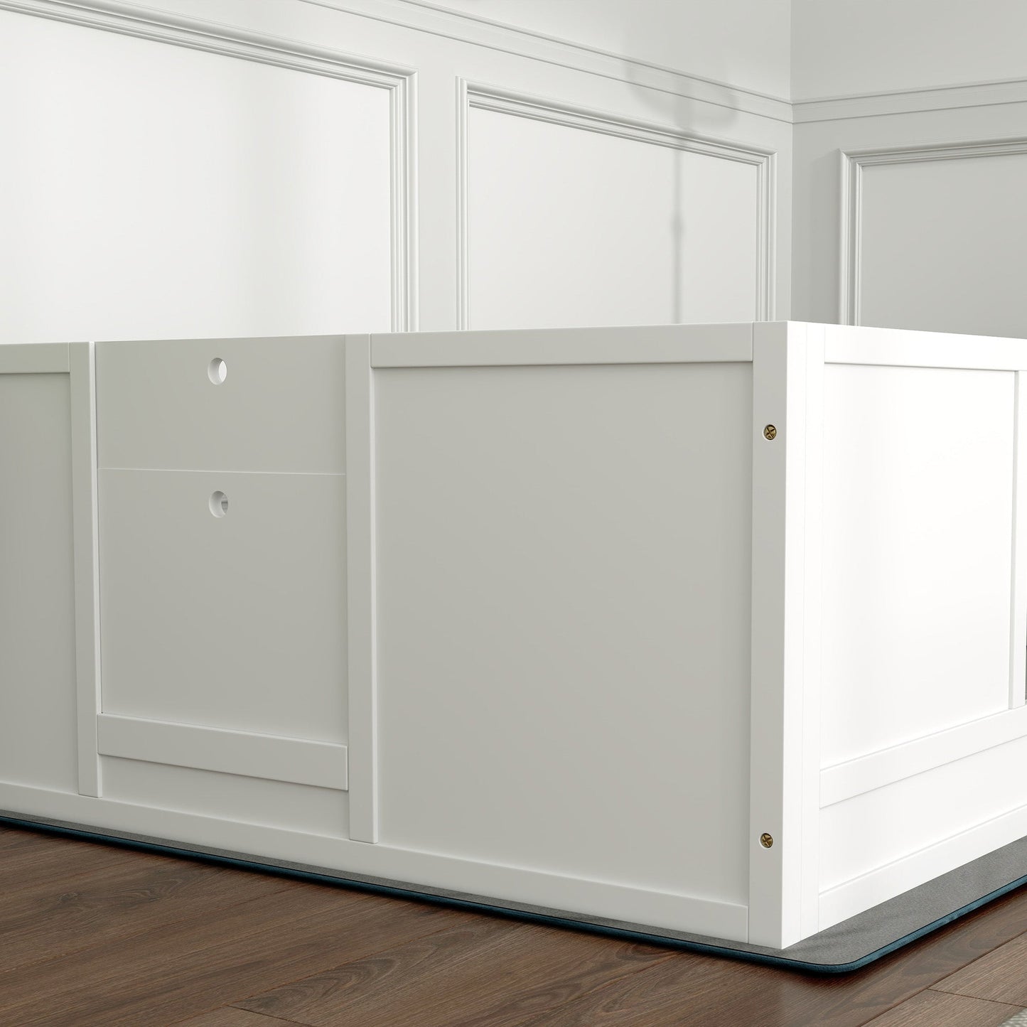 Whelping Box for Dogs, Dog Whelping Box Dog Playpen Fence Exercise Play Pen with Waterproof Washable Whelping Pad, Adjustable Entrance, Non-Slip Pads, for Large Dogs and Puppies, 124 x 120cm