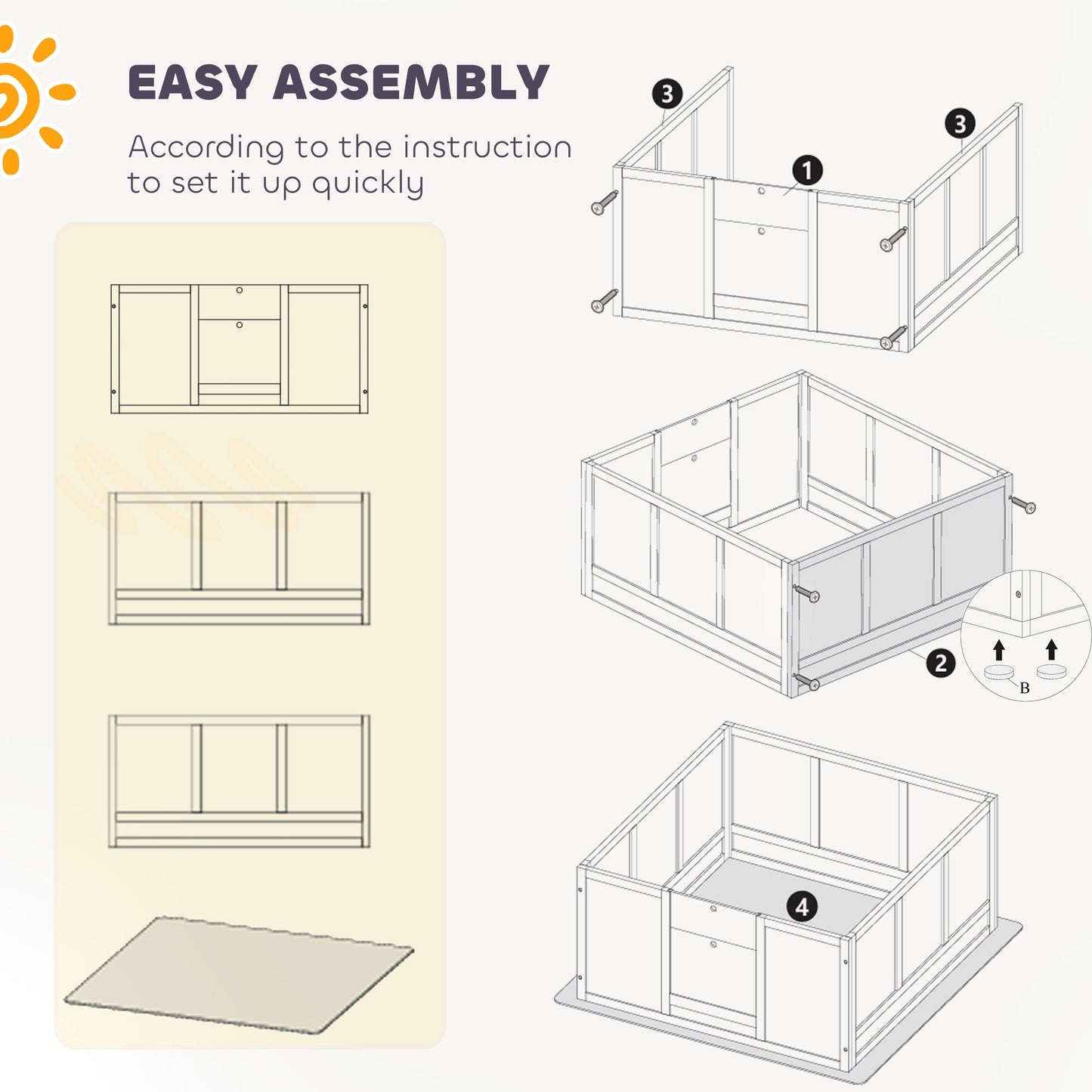 Whelping Box for Dogs, Dog Whelping Box Dog Playpen Fence Exercise Play Pen with Waterproof Washable Whelping Pad, Adjustable Entrance, Non-Slip Pads, for Large Dogs and Puppies, 124 x 120cm