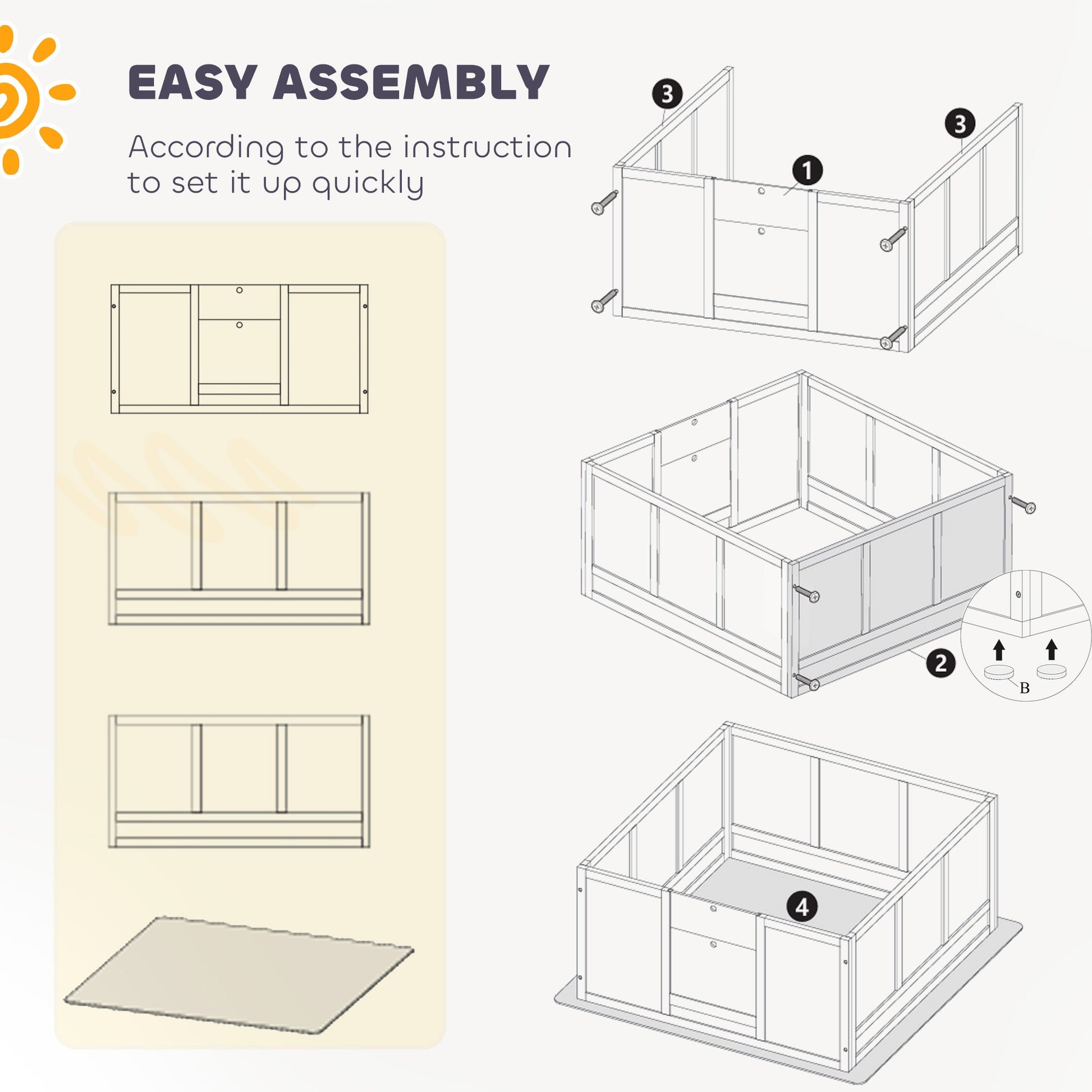 Whelping Box for Dogs, Dog Whelping Box Dog Playpen Fence Exercise Play Pen with Waterproof Washable Whelping Pad, Adjustable Entrance, Non-Slip Pads, for Large Dogs and Puppies, 124 x 120cm