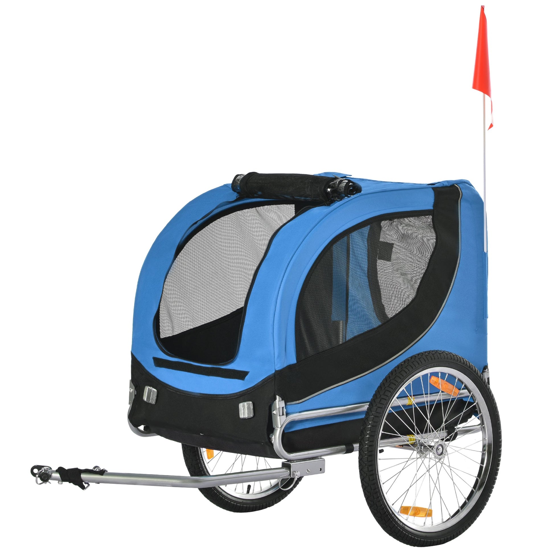Steel Dog Bike Trailer Pet Cart Carrier for Bicycle Kit Water Resistant with Hitch Coupler Travel Black and Blue