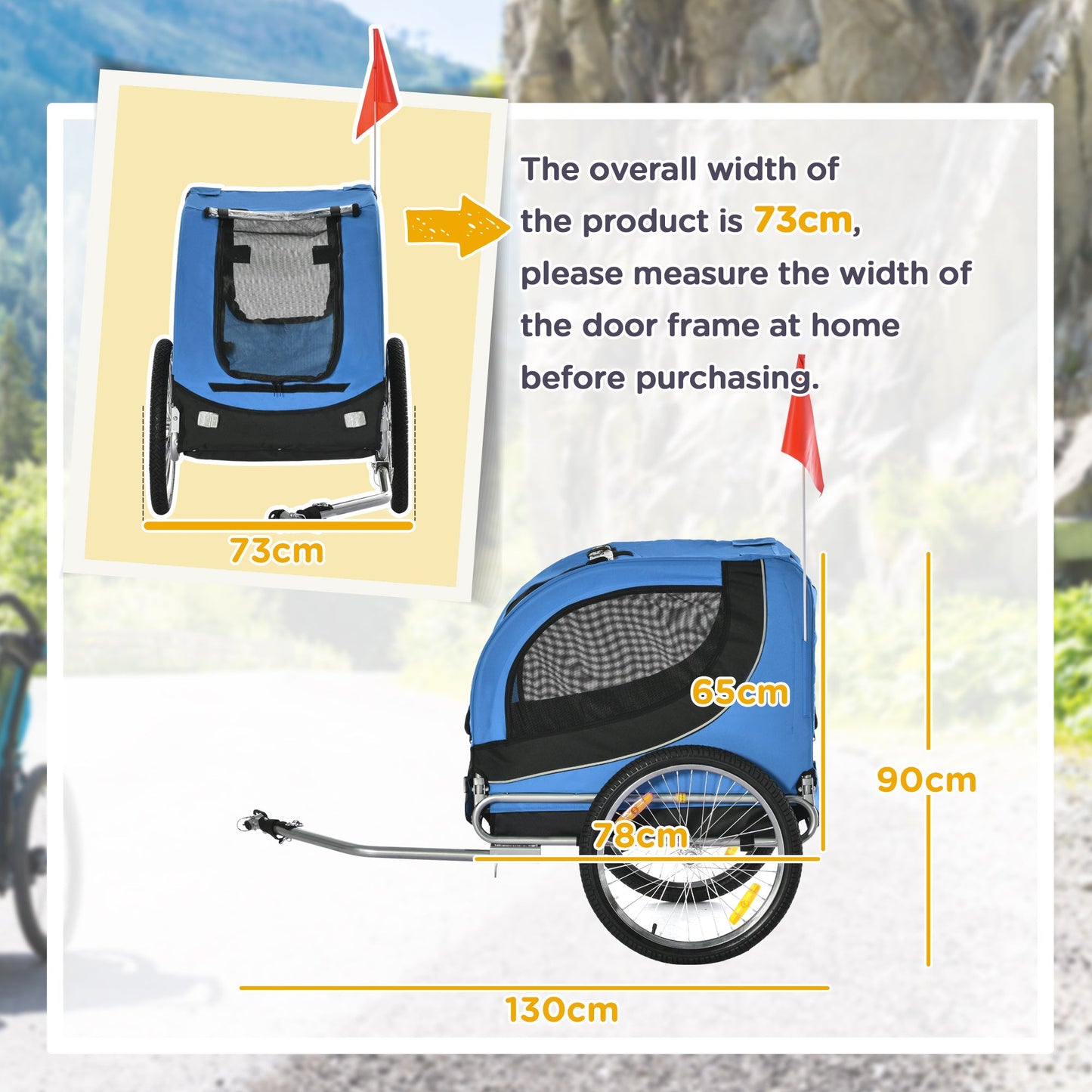 Steel Dog Bike Trailer Pet Cart Carrier for Bicycle Kit Water Resistant with Hitch Coupler Travel Black and Blue