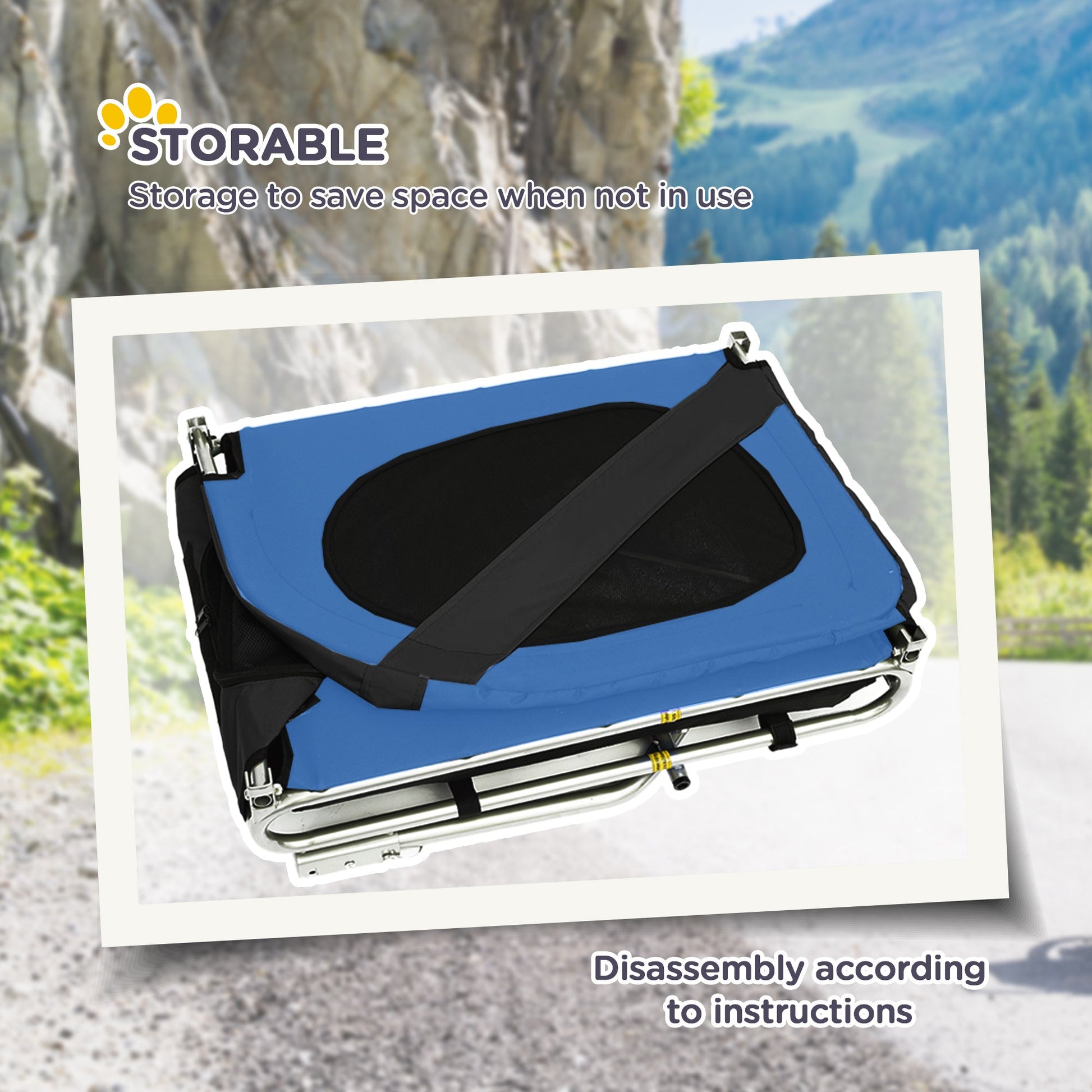 Steel Dog Bike Trailer Pet Cart Carrier for Bicycle Kit Water Resistant with Hitch Coupler Travel Black and Blue