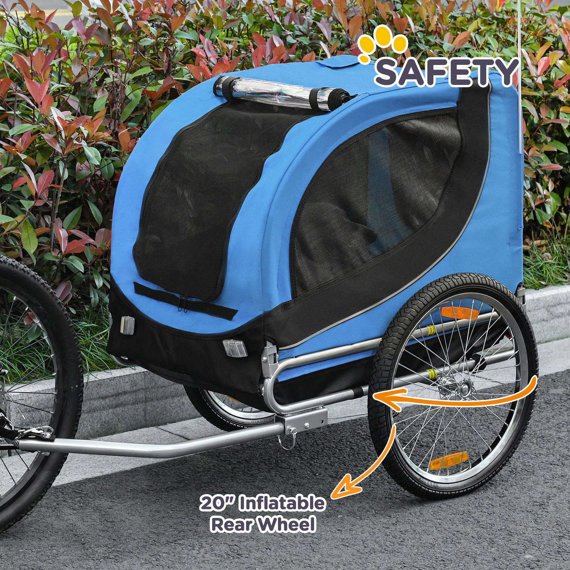 Steel Dog Bike Trailer Pet Cart Carrier for Bicycle Kit Water Resistant with Hitch Coupler Travel Black and Blue