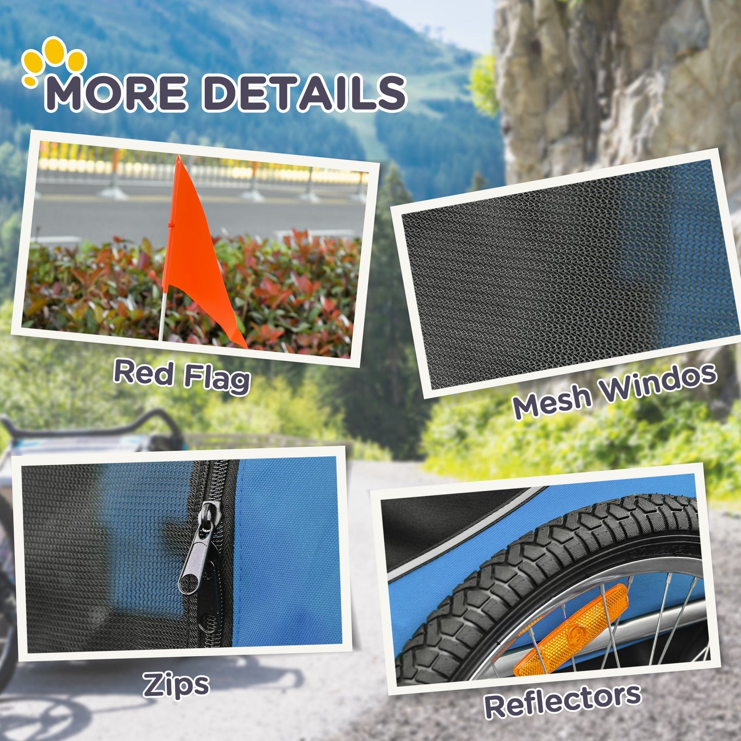 Steel Dog Bike Trailer Pet Cart Carrier for Bicycle Kit Water Resistant with Hitch Coupler Travel Black and Blue