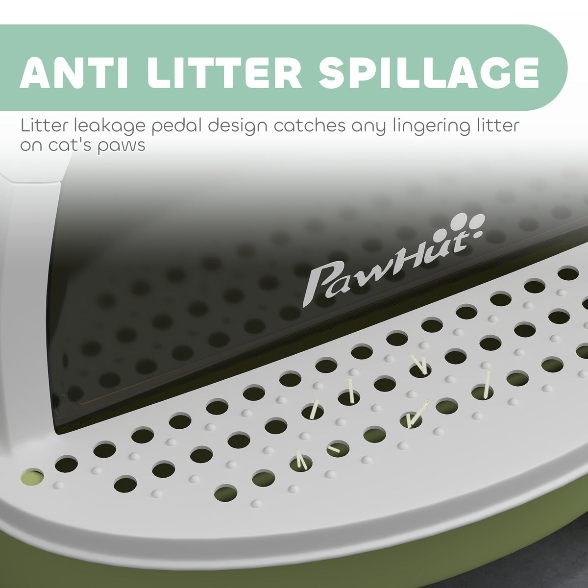 Cat Litter Tray with Lid, Enclosed Cat Litter Box with Pull-Out Drawer, Scoop, Deodorising Bags for Odour Control, Privacy, Portable, Easy to Clean, Green