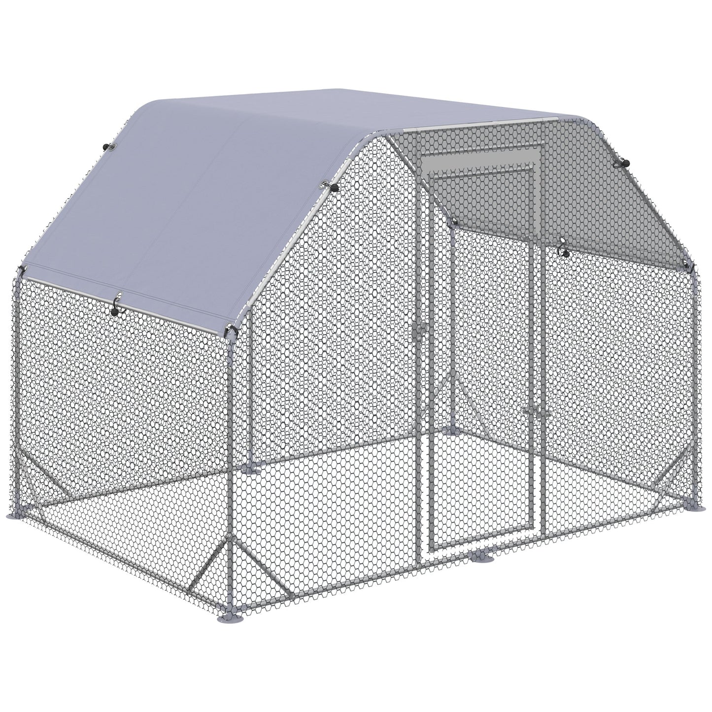 Walk in Chicken Run Chicken Coop Hen House Outdoor with Roof for 4-6 Chickens, 280 x 190 x 195cm