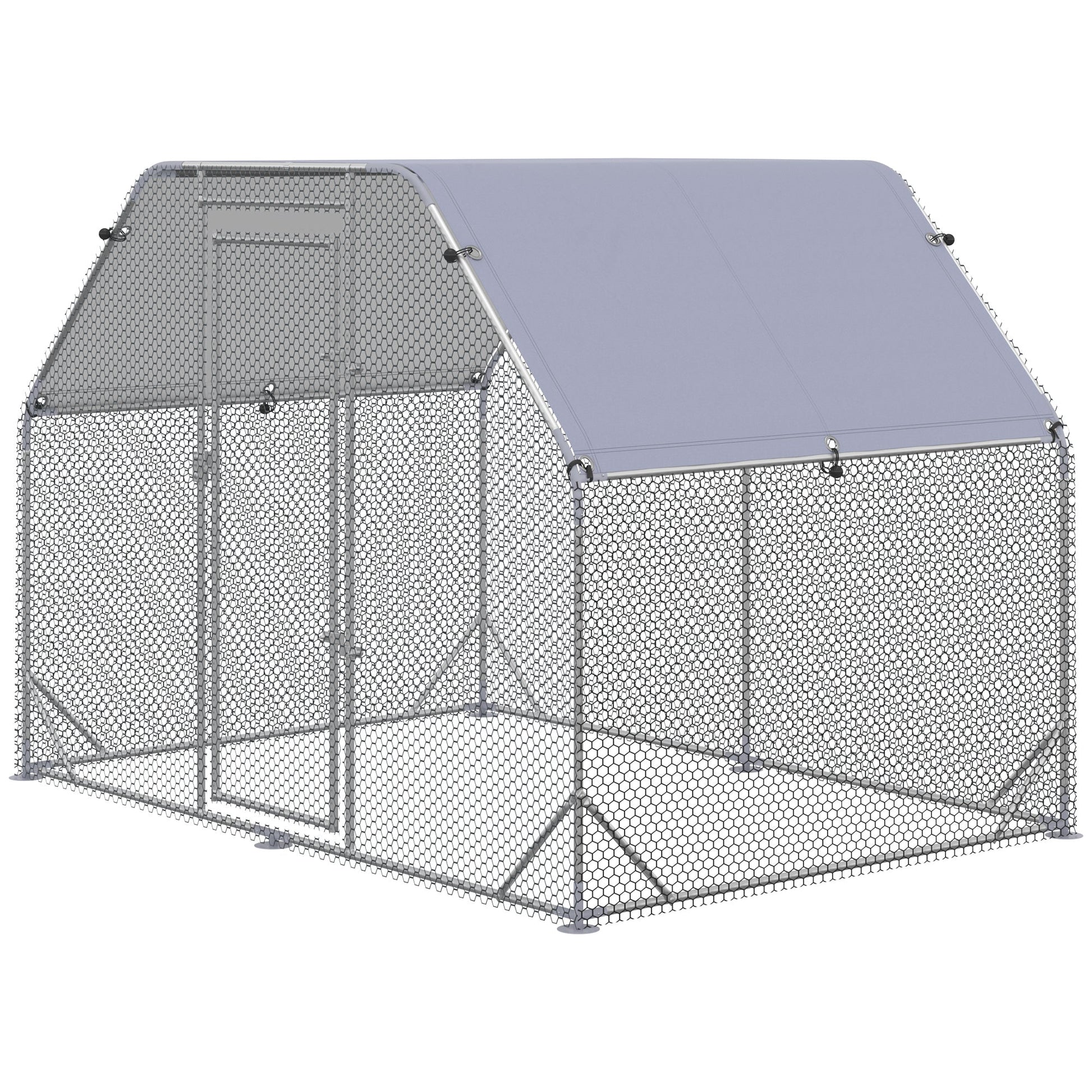 Walk in Chicken Run Chicken Coop Hen House Outdoor with Roof for 4-6 Chickens, 280 x 190 x 195cm