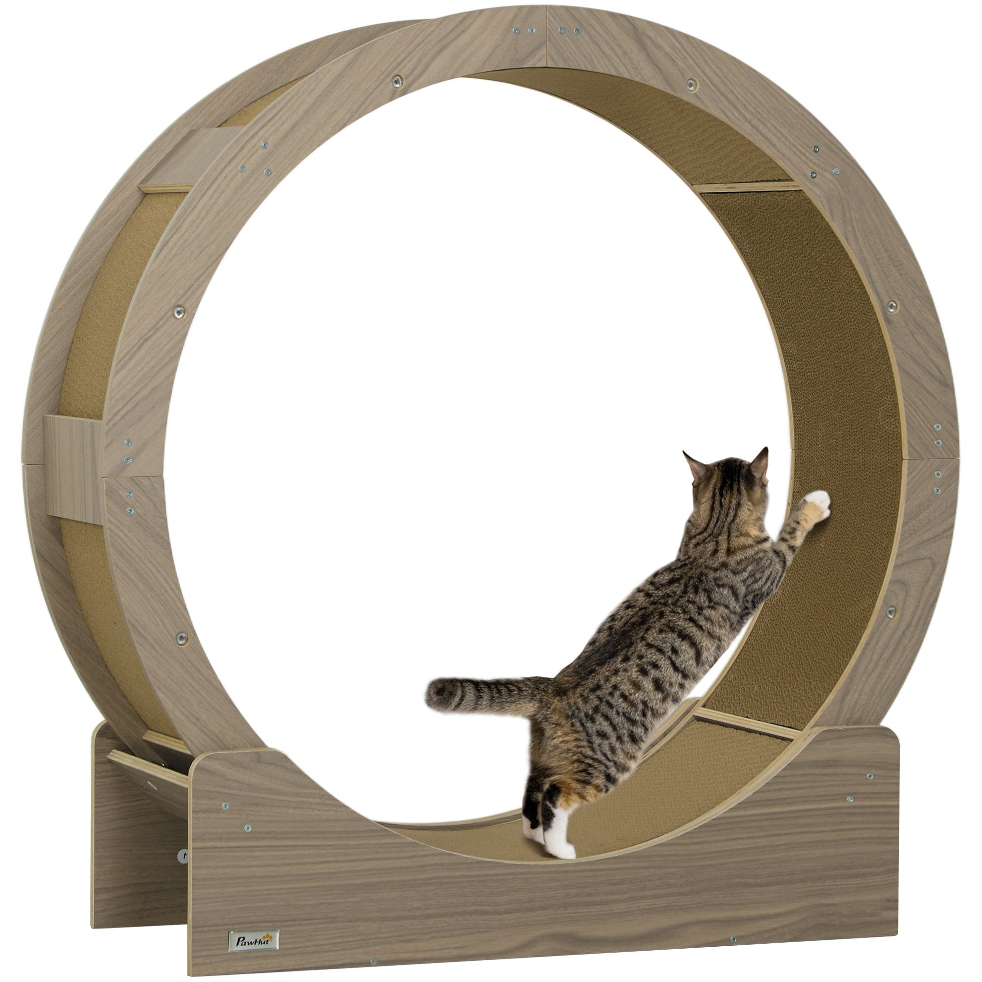 Cat Wheel for Indoor Cats, Cat Treadmill with Brake, Scratching Pads, Cat Exercise Wheel for Health - Walnut Brown