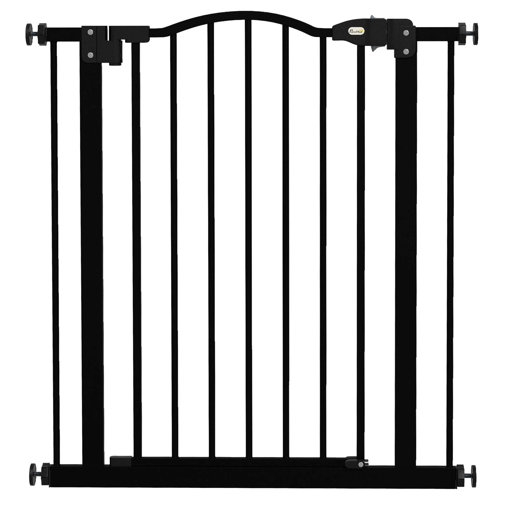 Pressure Fit Dog Stair Gate No Drilling Safety Gate Auto Close for Doorways, Hallways, 74-80cm Adjustable, 78cm Tall, Black