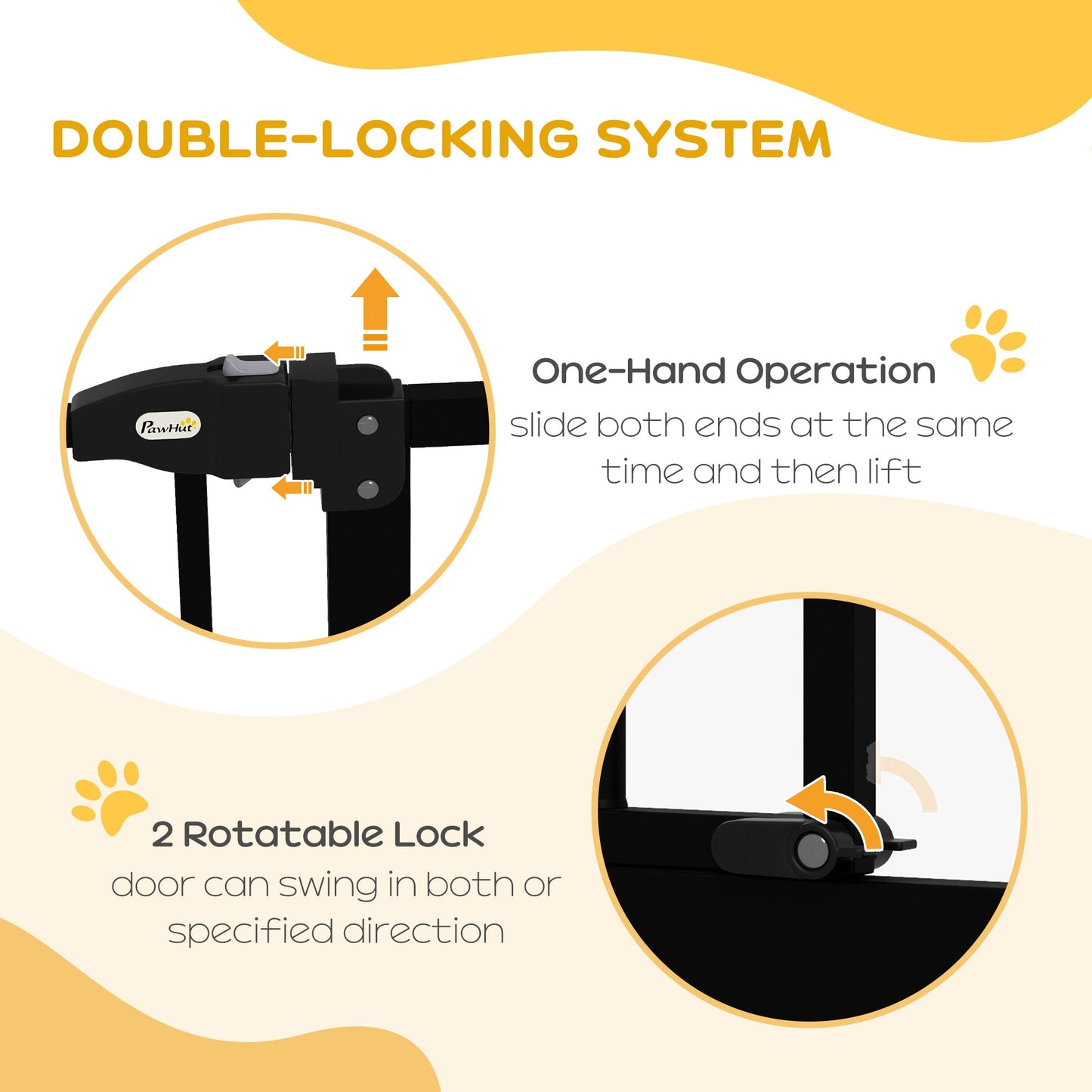 Pressure Fit Dog Stair Gate No Drilling Safety Gate Auto Close for Doorways, Hallways, 74-80cm Adjustable, 78cm Tall, Black