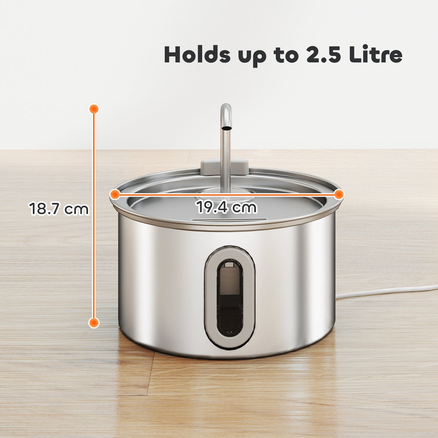Cat Water Fountain for Drinking, 2.5L Cat Fountain Stainless Steel Automatic with Ultra-Silent Pump, Water-Level Window, 7 Filters
