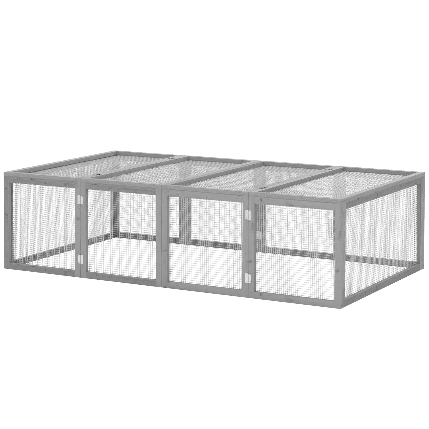 Rabbit Run Wooden Rabbit Hutch Cage 6ft with Wire Mesh, Openable Roof, Play Space for Outdoor, 181 x 100 x 48 cm, Grey