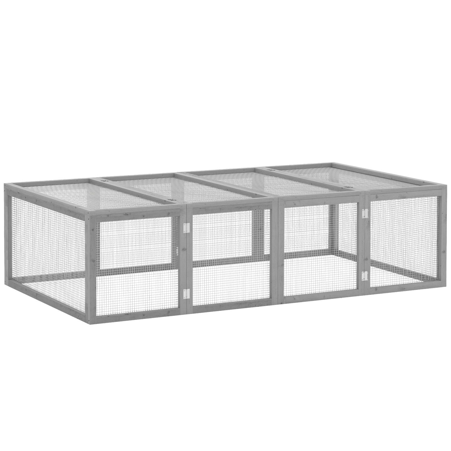 Rabbit Run Wooden Rabbit Hutch Cage 6ft with Wire Mesh, Openable Roof, Play Space for Outdoor, 181 x 100 x 48 cm, Grey