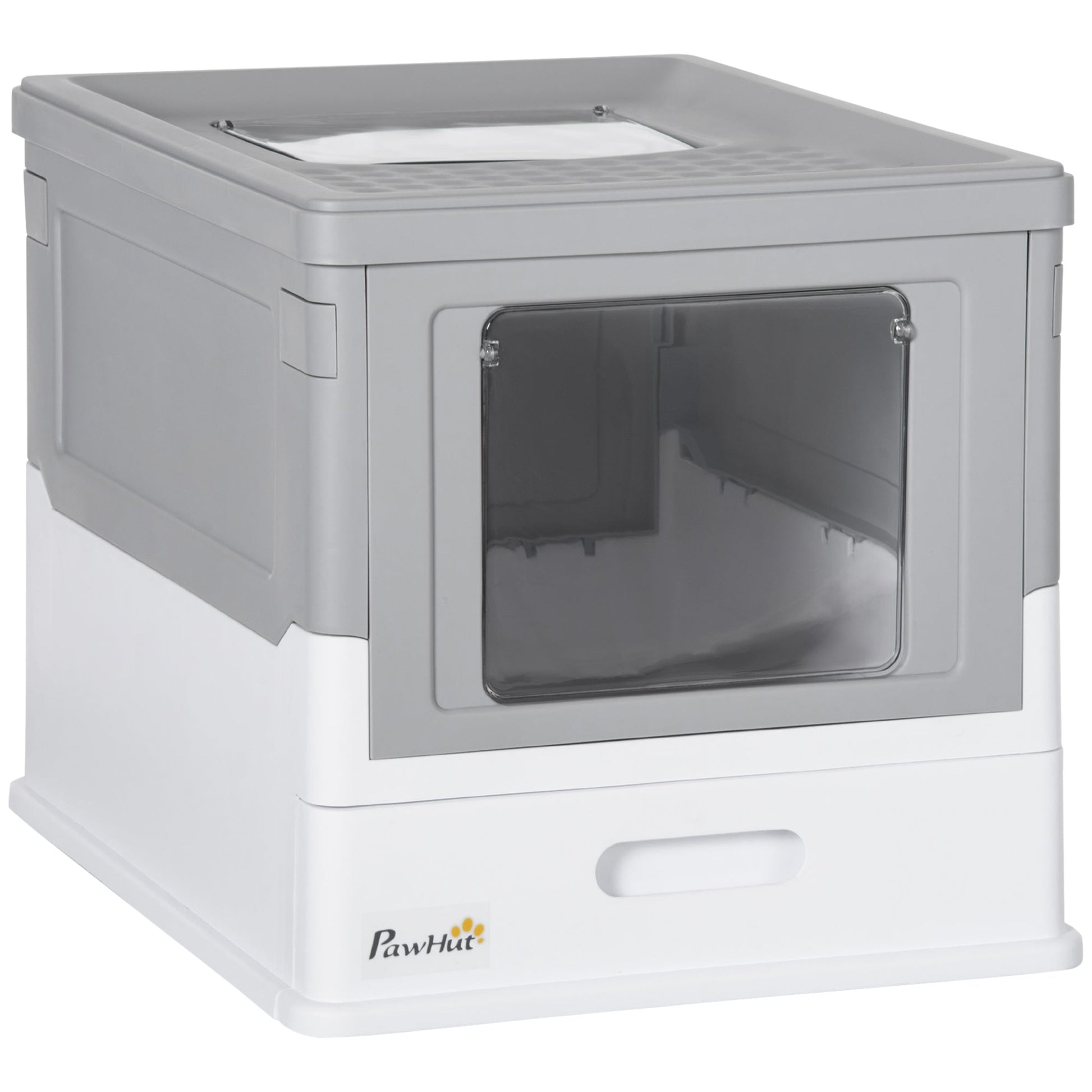 Cat Litter Tray with Hood Enclosed Cat Litter Box Pet Toilet w/ Lid, Scoop, Front Entry, 47.5 x 35.5 x 36.7cm - Grey