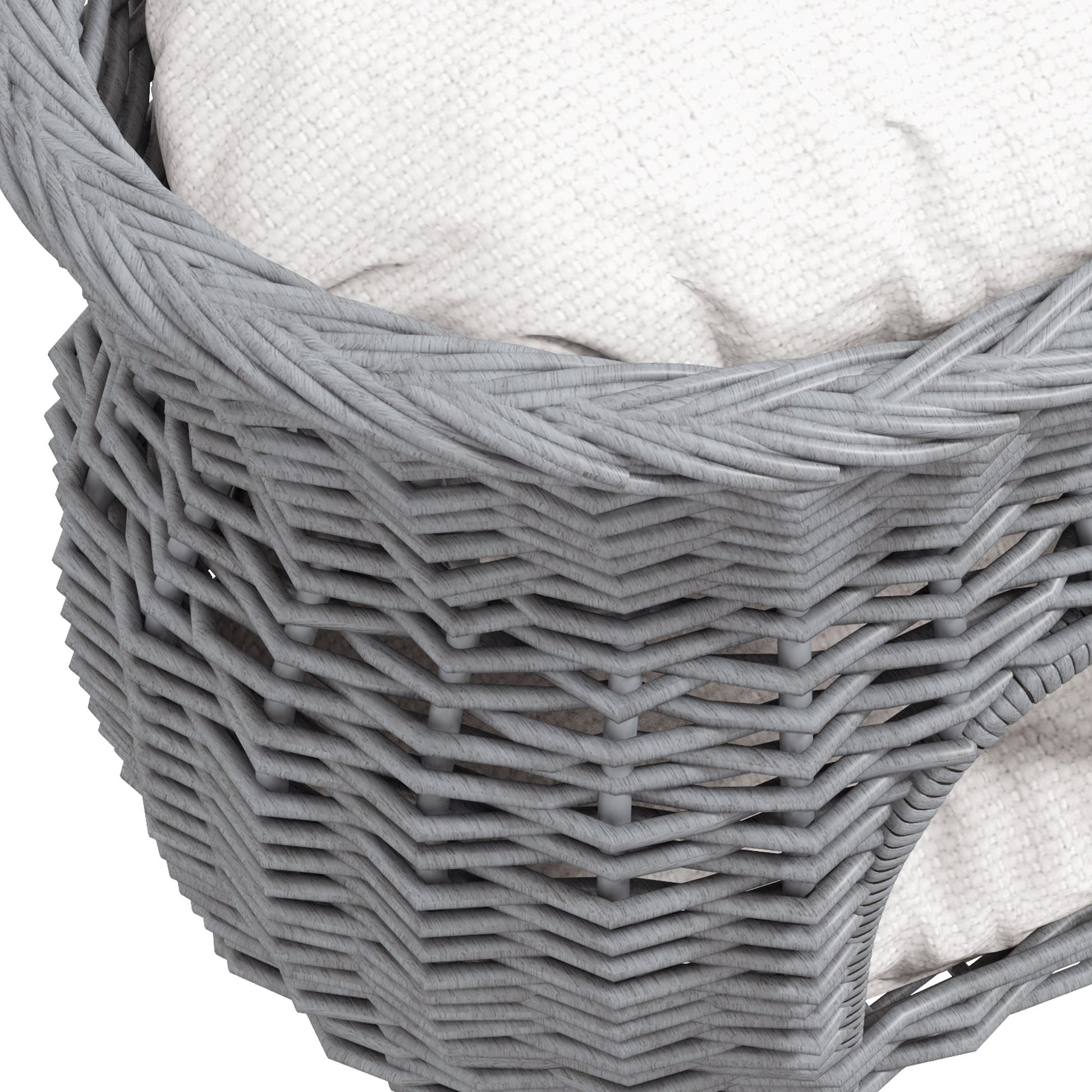 2-Tier Wicker Cat House Elevated Pet Bed Basket Willow Kitten Tower Pet Den. Cozy Cave with Washable Cushions 56x37x40cm Grey