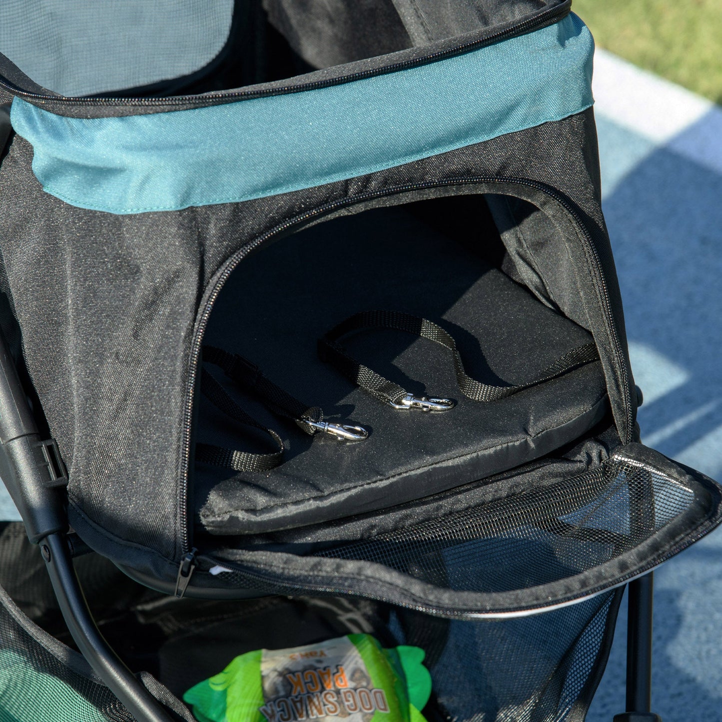 Dog Pram with Rain Cover Pet Stroller, Foldable Dog Pushchair for Small and Miniature Dogs, Cats - Dark Green