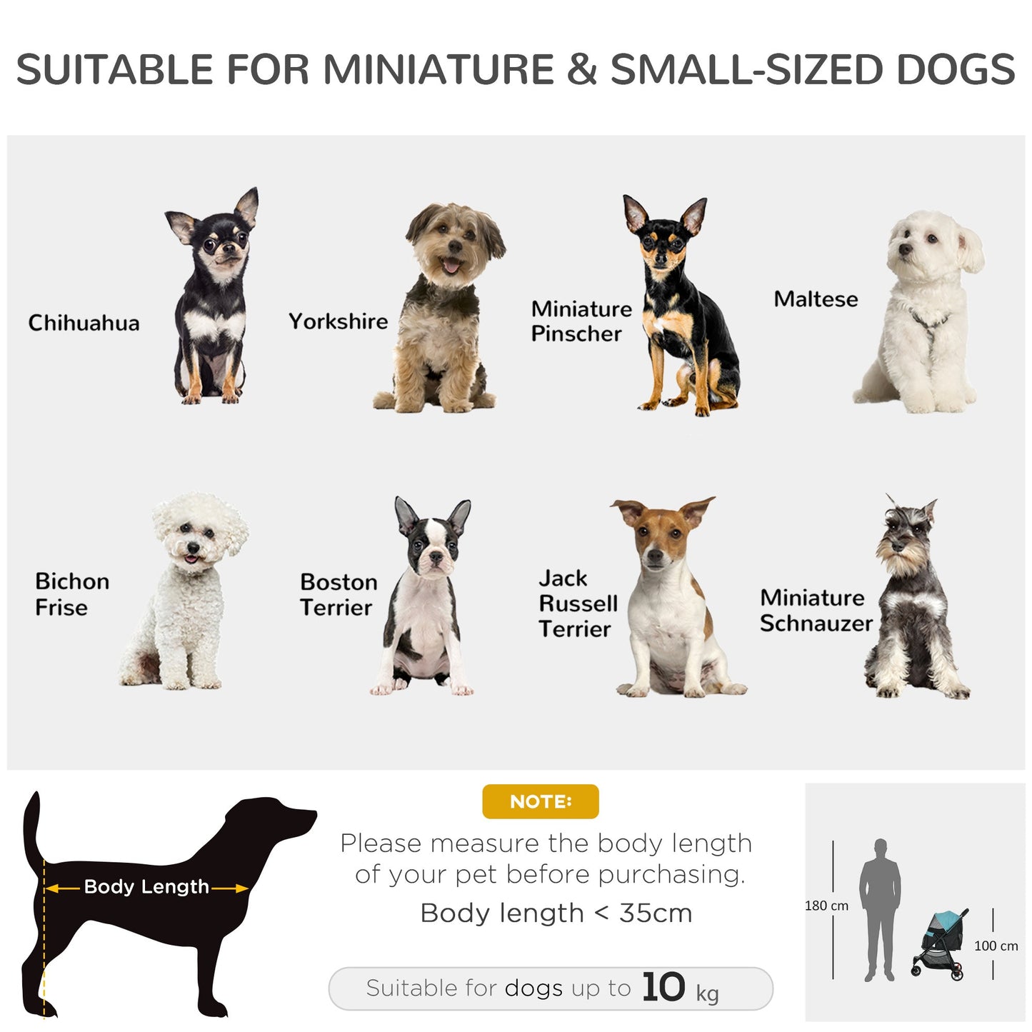 Dog Pram with Rain Cover Pet Stroller, Foldable Dog Pushchair for Small and Miniature Dogs, Cats - Dark Green