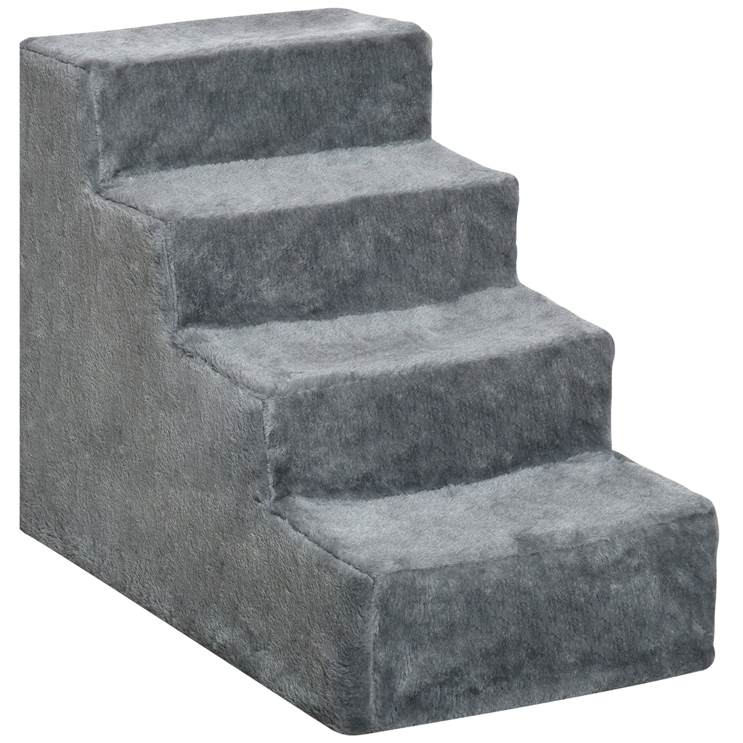 Dog Steps for Sofa, 4 Steps Dog Stairs, Pet Stairs, with Washable Plush Cover, for Small Breeds, Cats - Light Grey